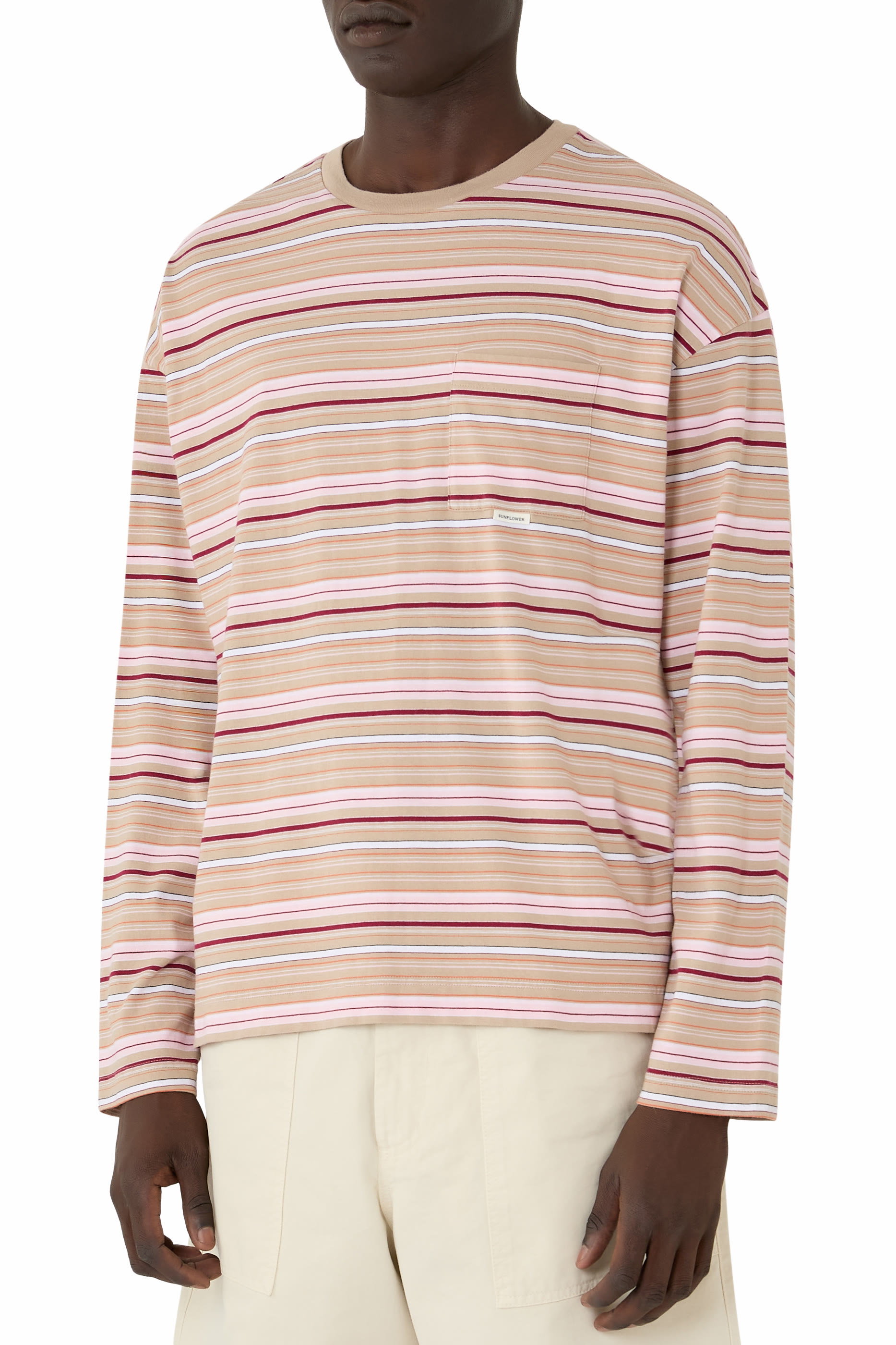 Stripe Long Sleeve Pocket T-Shirt
