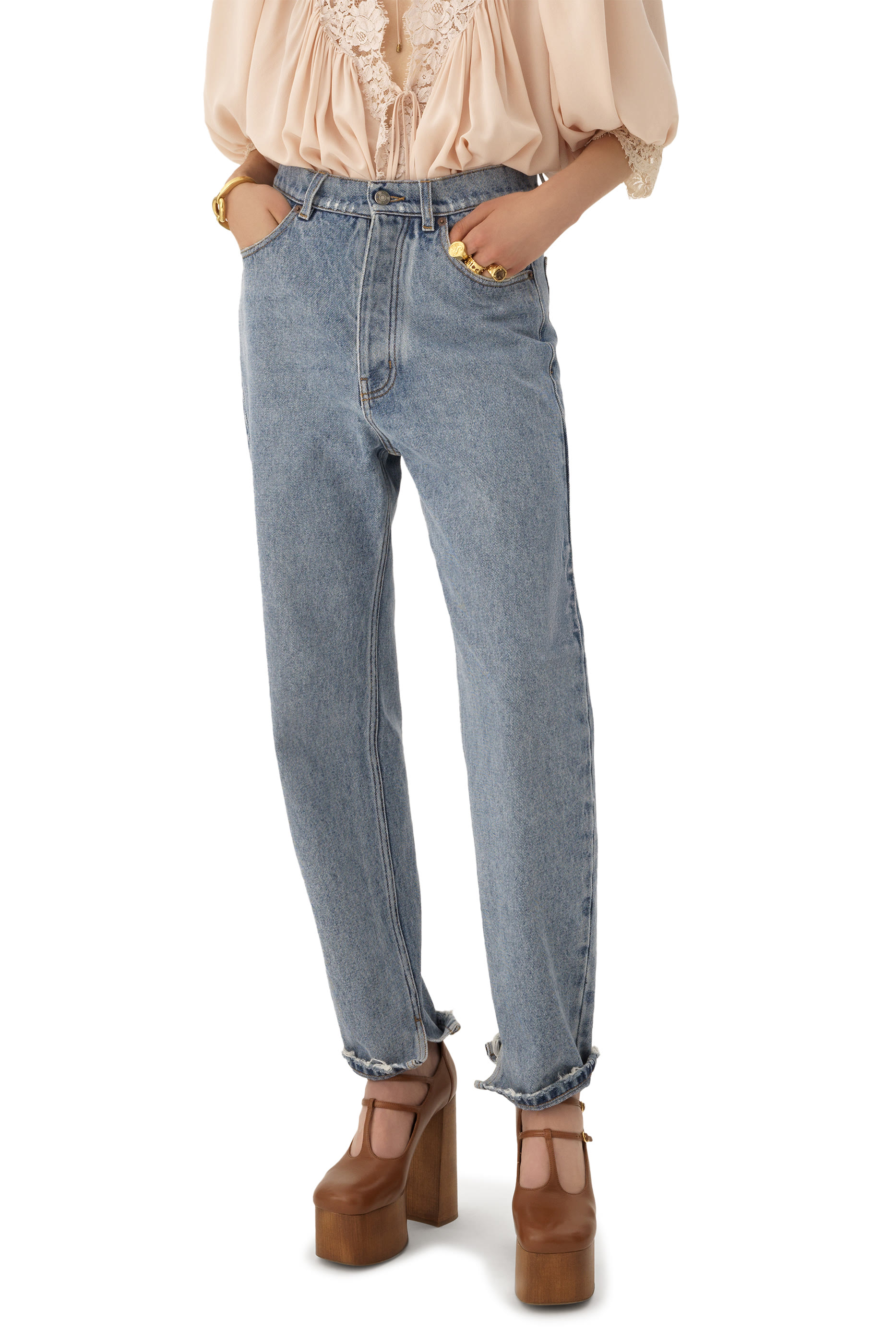 High-Rise Tapered Denim Jeans
