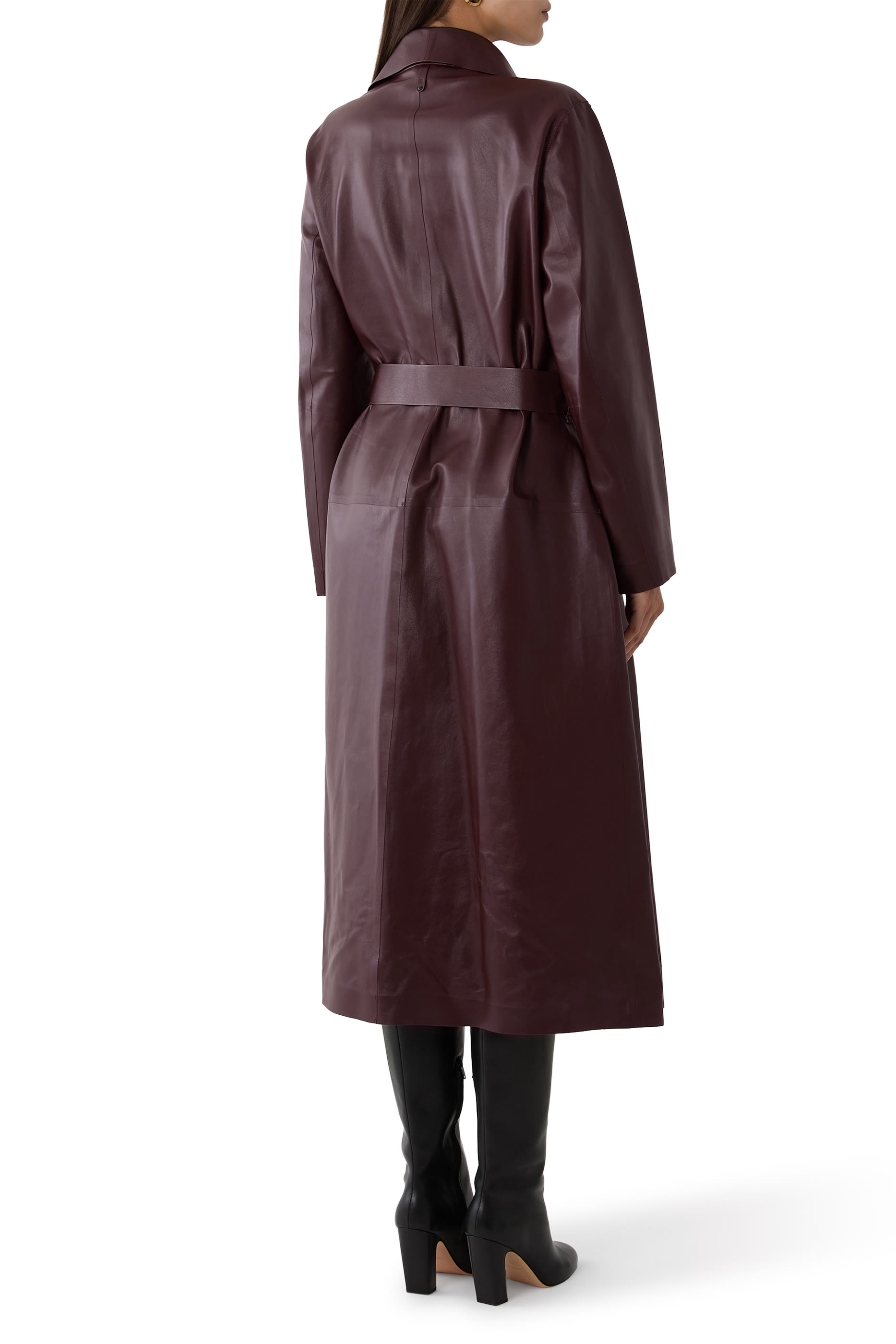 MAI-L Long Leather Wrap Coat