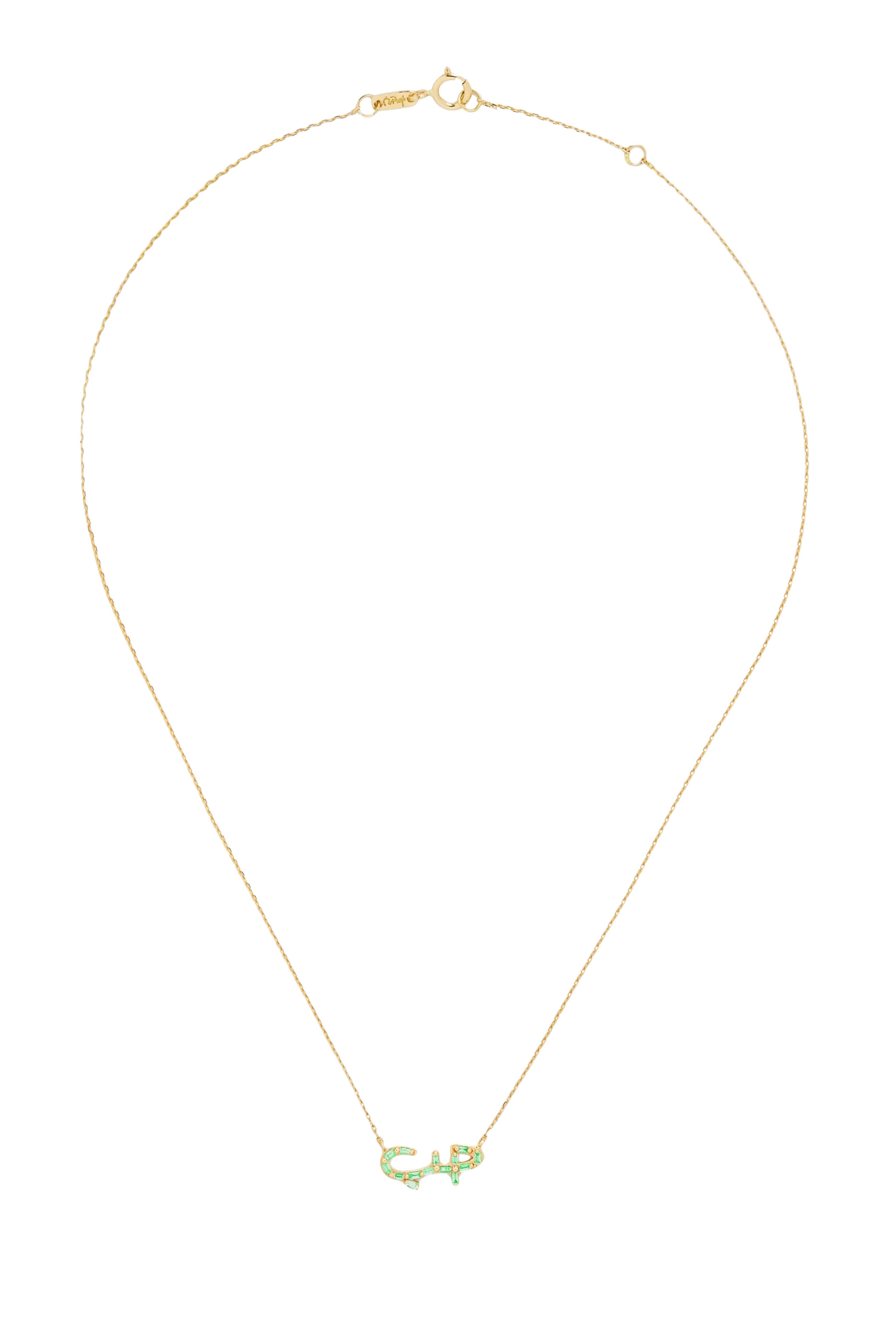 HOBB “Love” Necklace, 18K Yellow Gold & Emerald