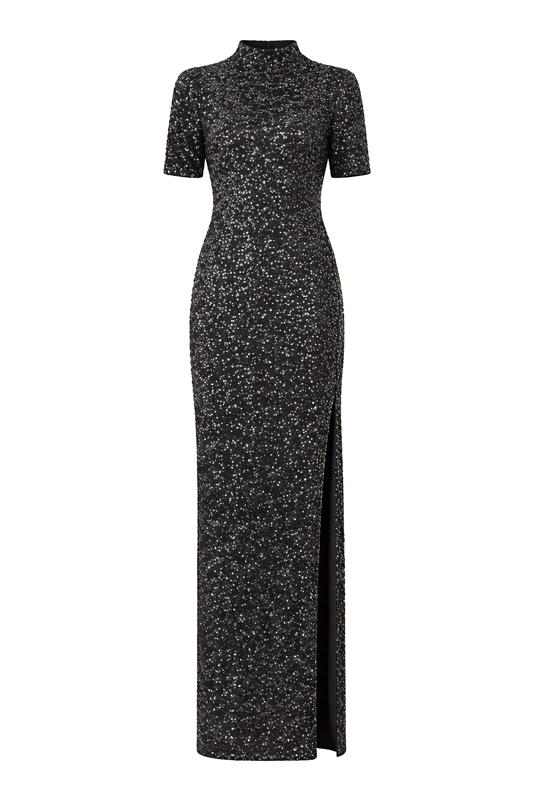 Sequin-Embellished Side-Slit Dress