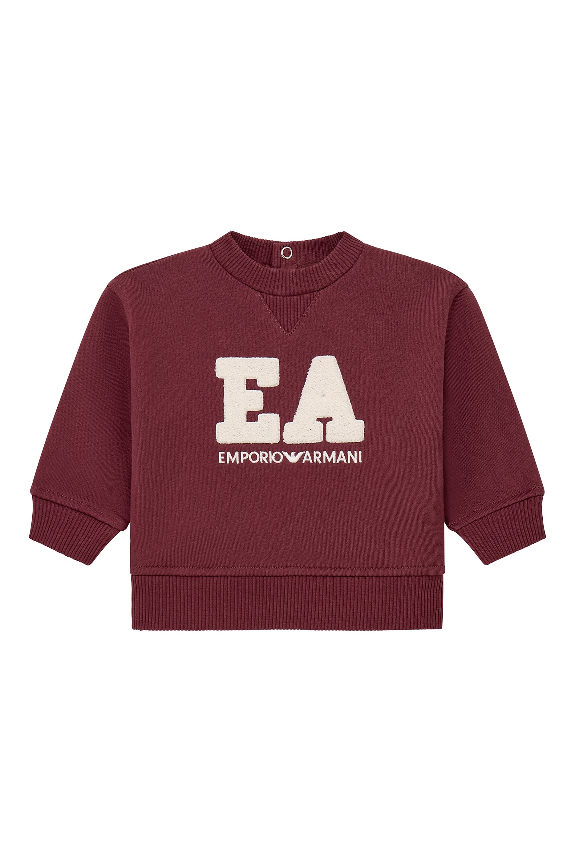 Kids Cotton Fleece Sweatshirt with Logo & Back Button Placket