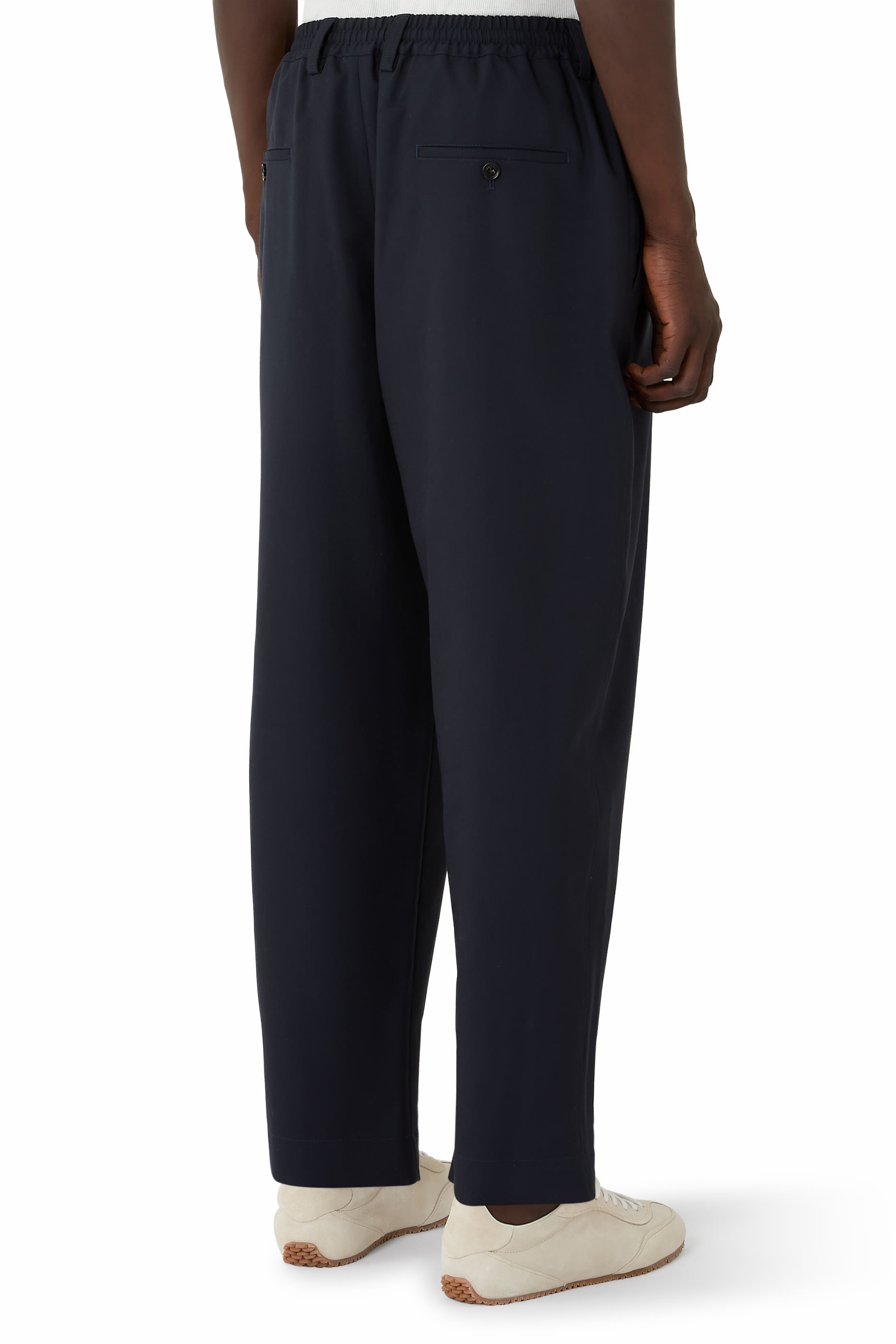 Tropical Wool Trousers with Drawstring Waist
