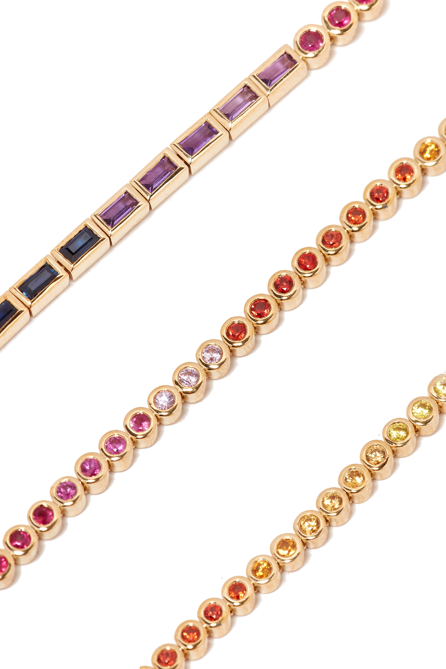 Rivi&egrave;re Baguette Bracelet, 18k Yellow Gold & Mixed Precious Stones