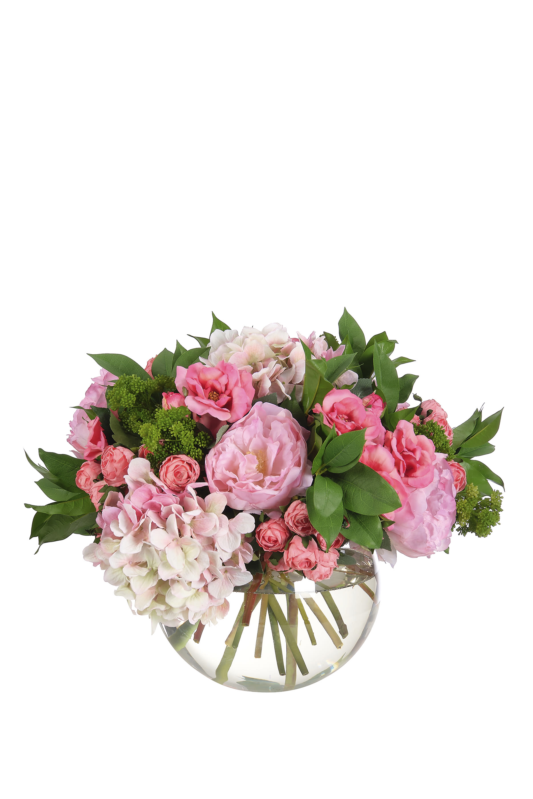 Peony & Rose in Glass Bubble Vase