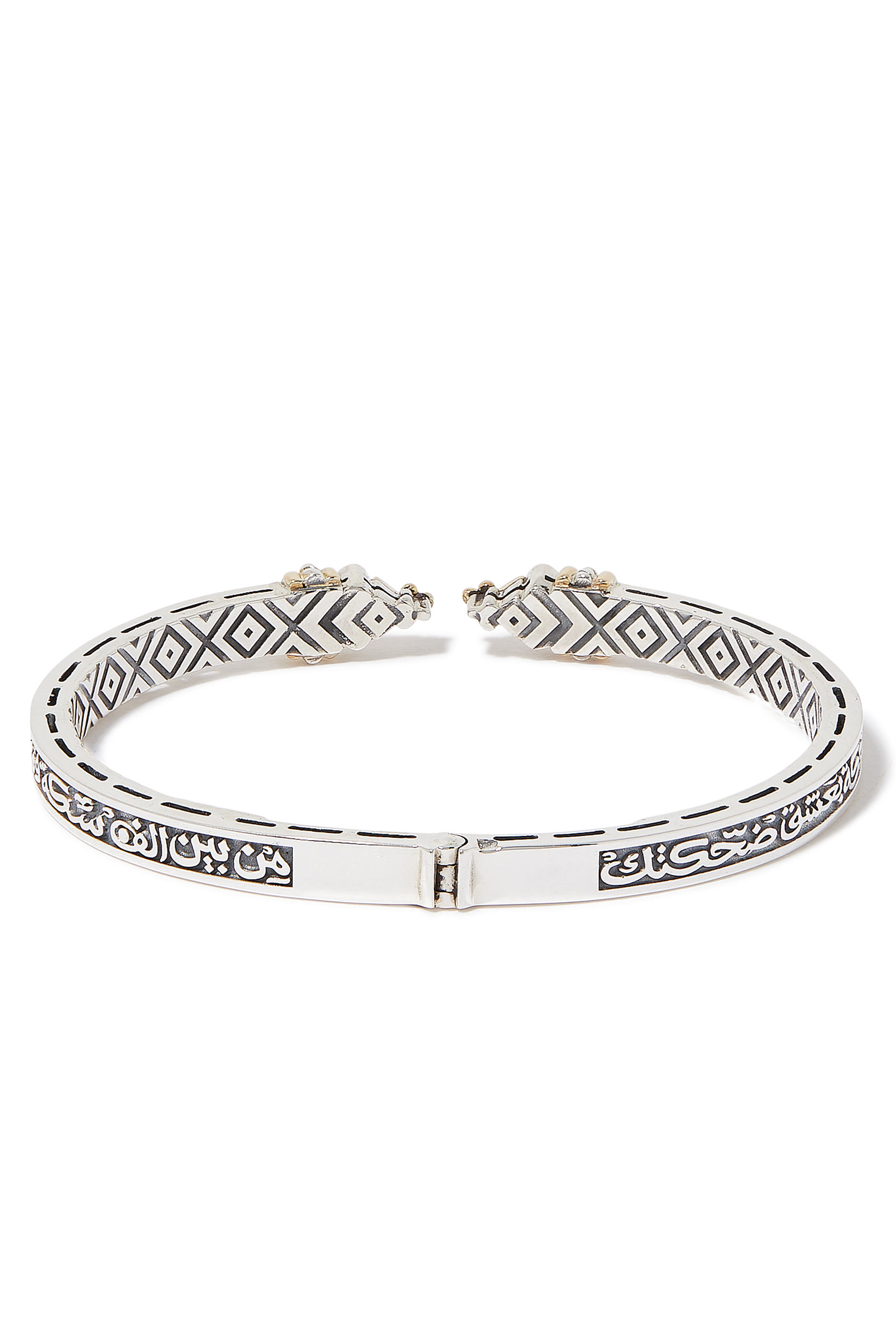 18K YG/SS Turath Brown Zircon Tribal Calligraphy Bangle