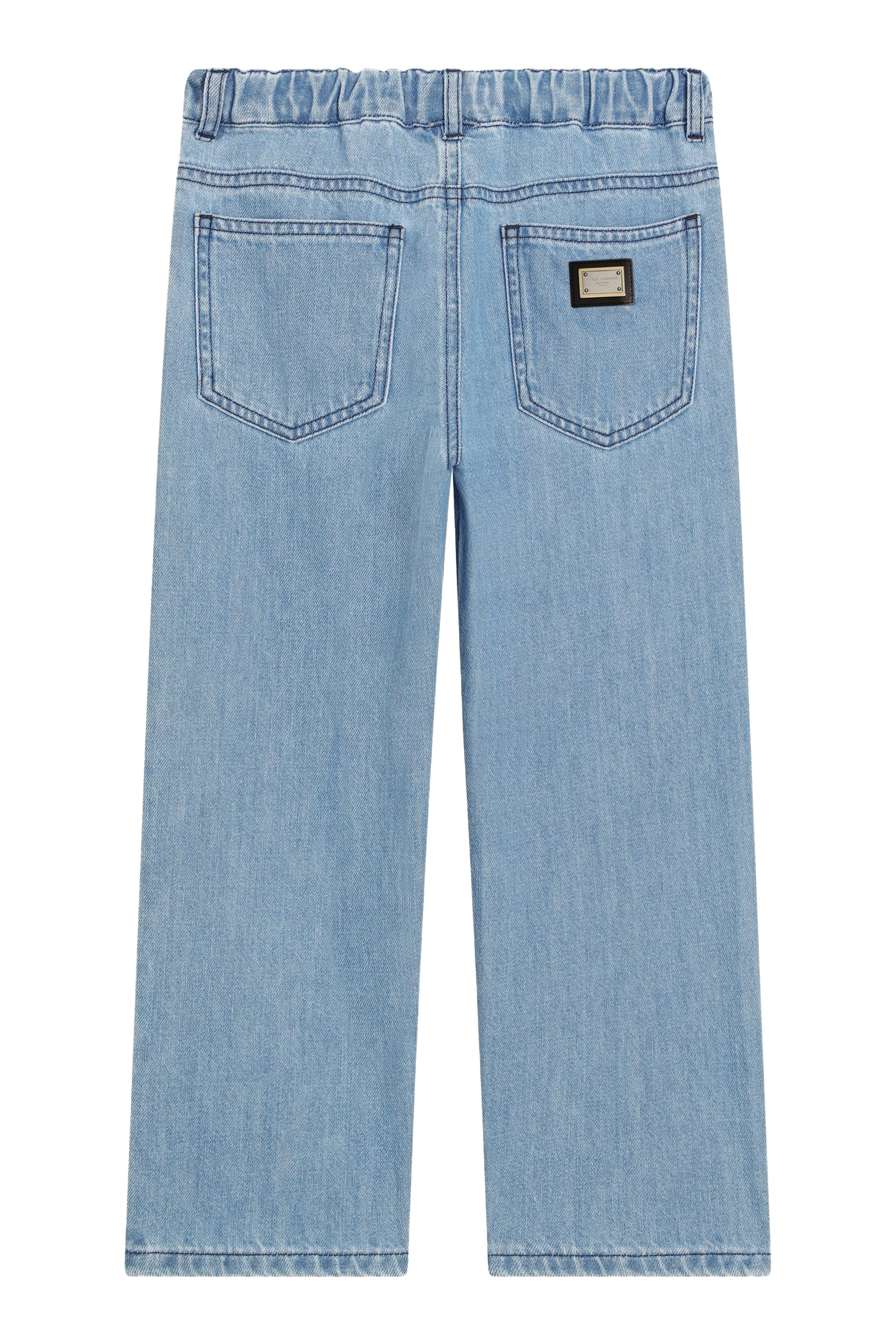 Kids  5-Pocket Denim Trousers with Logo Plaque