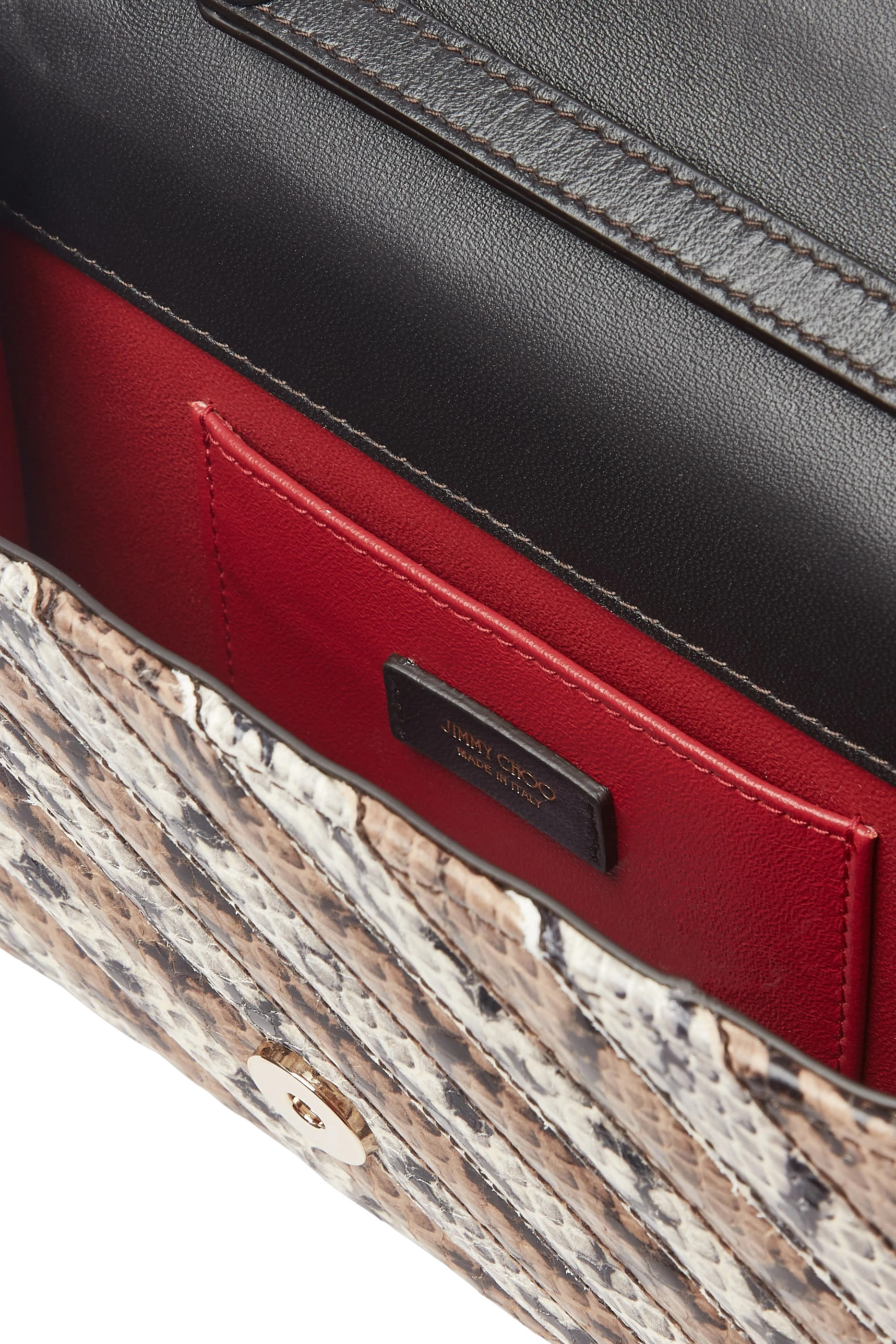 Curve Quilted Metallic Leather Clutch with Chain