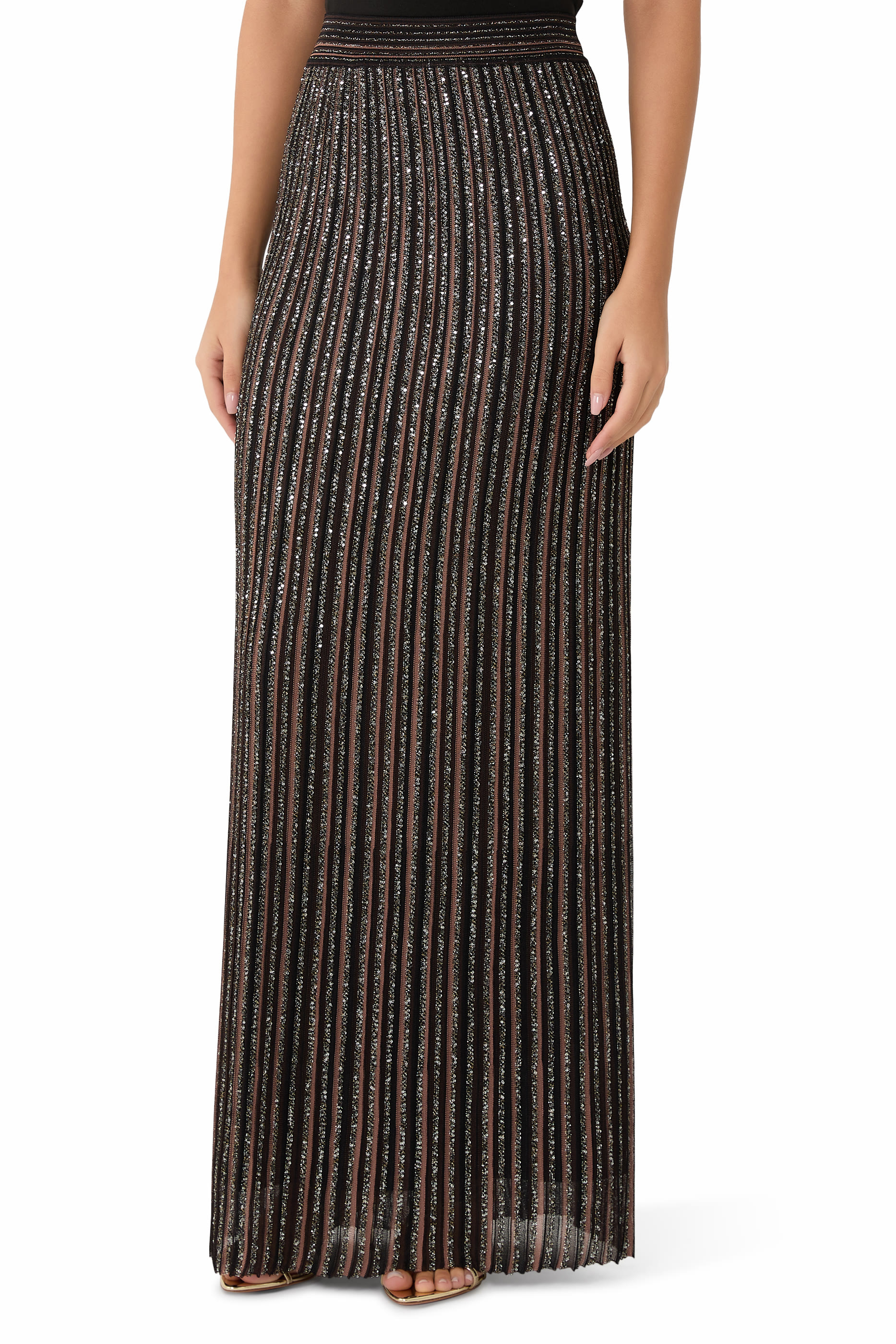 Striped Partial Long Skirt