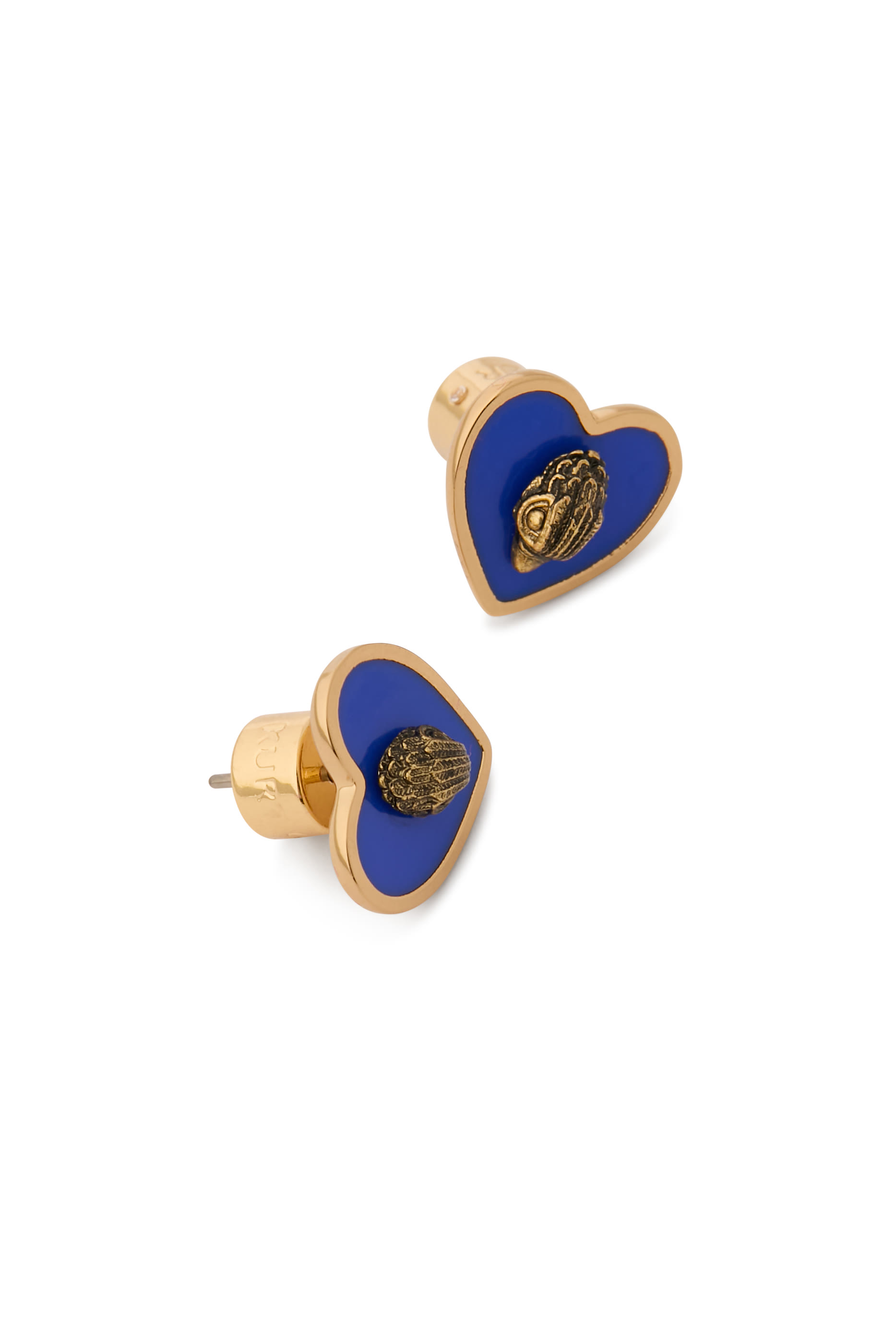 Eagle Heart Studs, Brass & Enamel