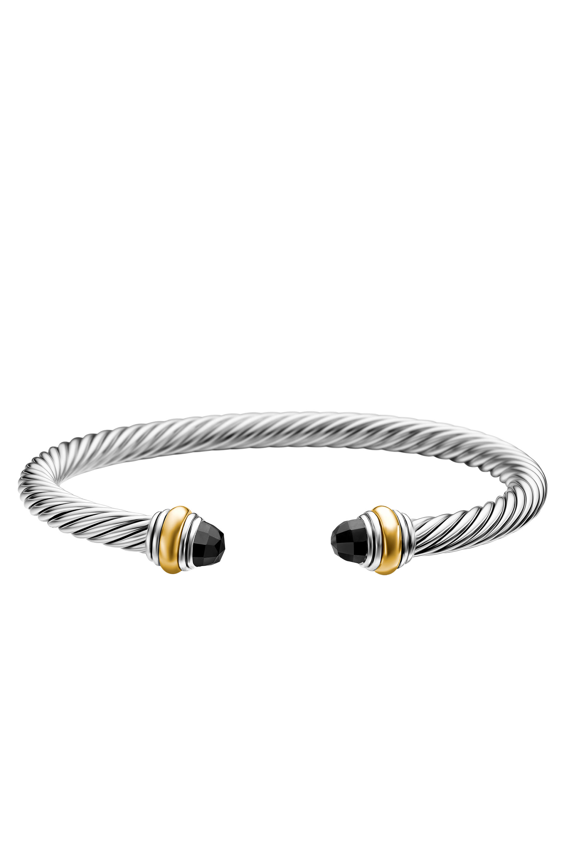  Classic Cable Bracelet, Sterling Silver with 14K Yellow Gold and Black Onyx 