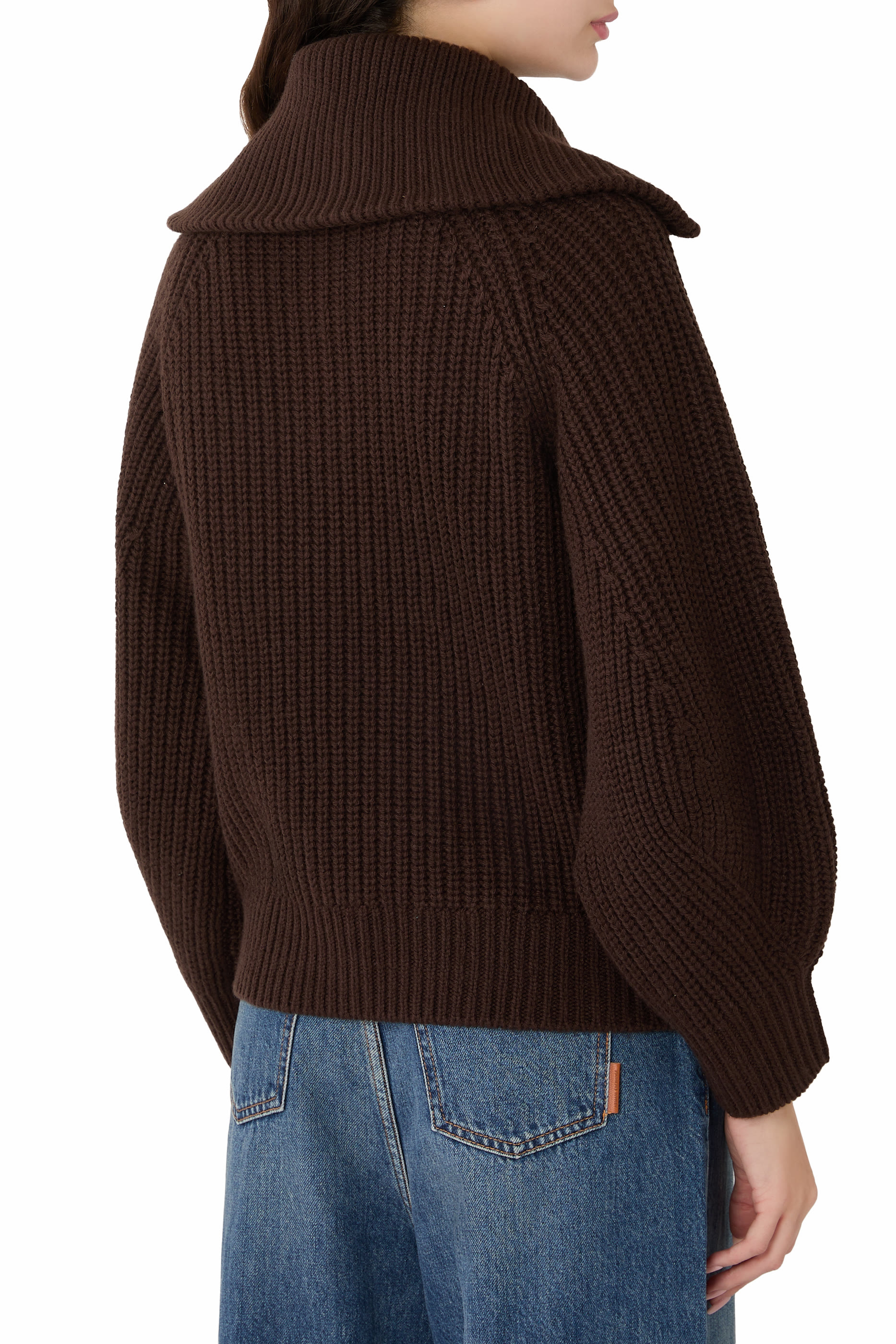 Chunky Knit and Ribbed Collar Pullover
