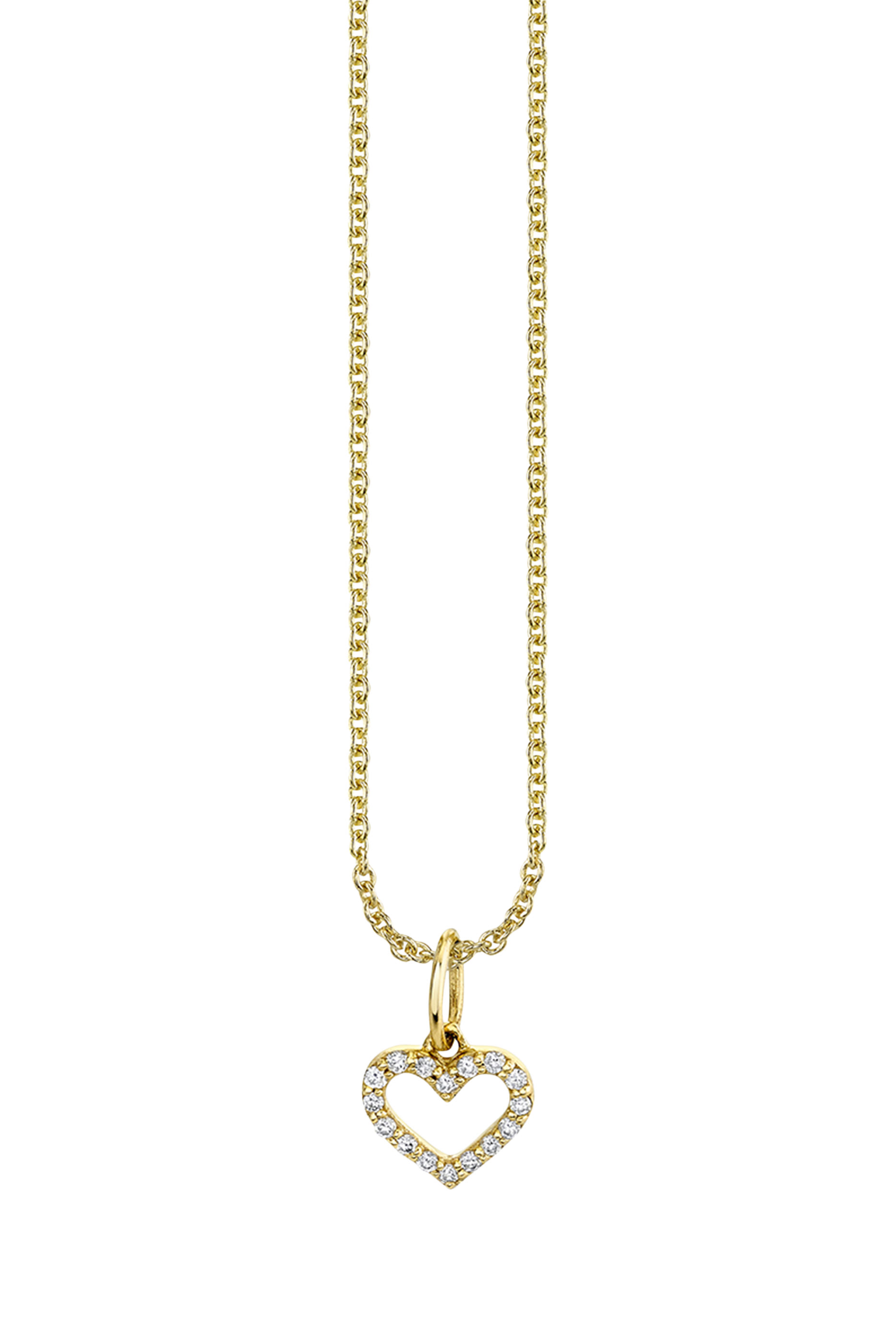 Kids Open Heart Necklace, 14k Yellow Gold & Diamonds