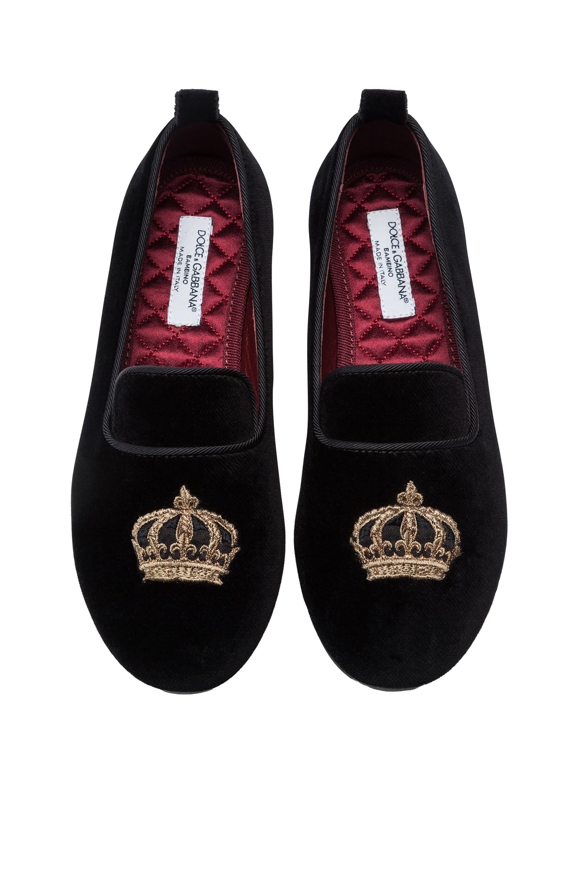 Kids Velvet Slippers with Crown Patch