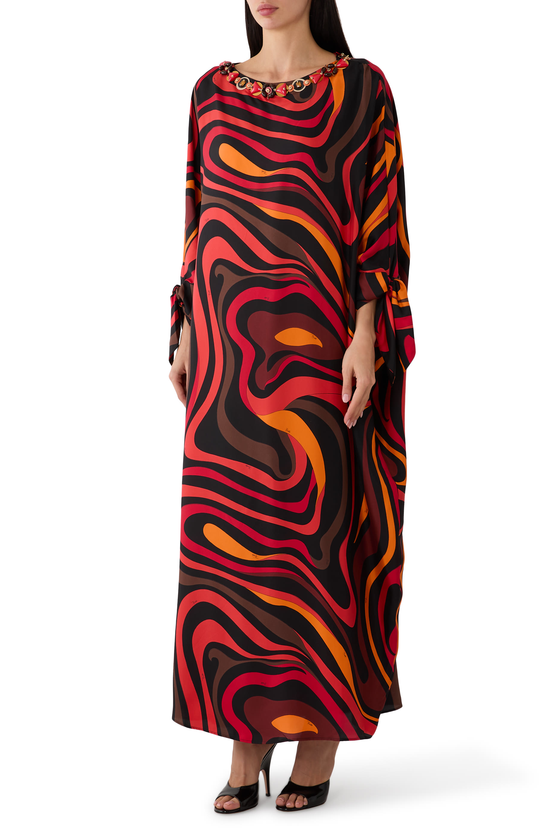 Embroidery Marmo Print Kaftan