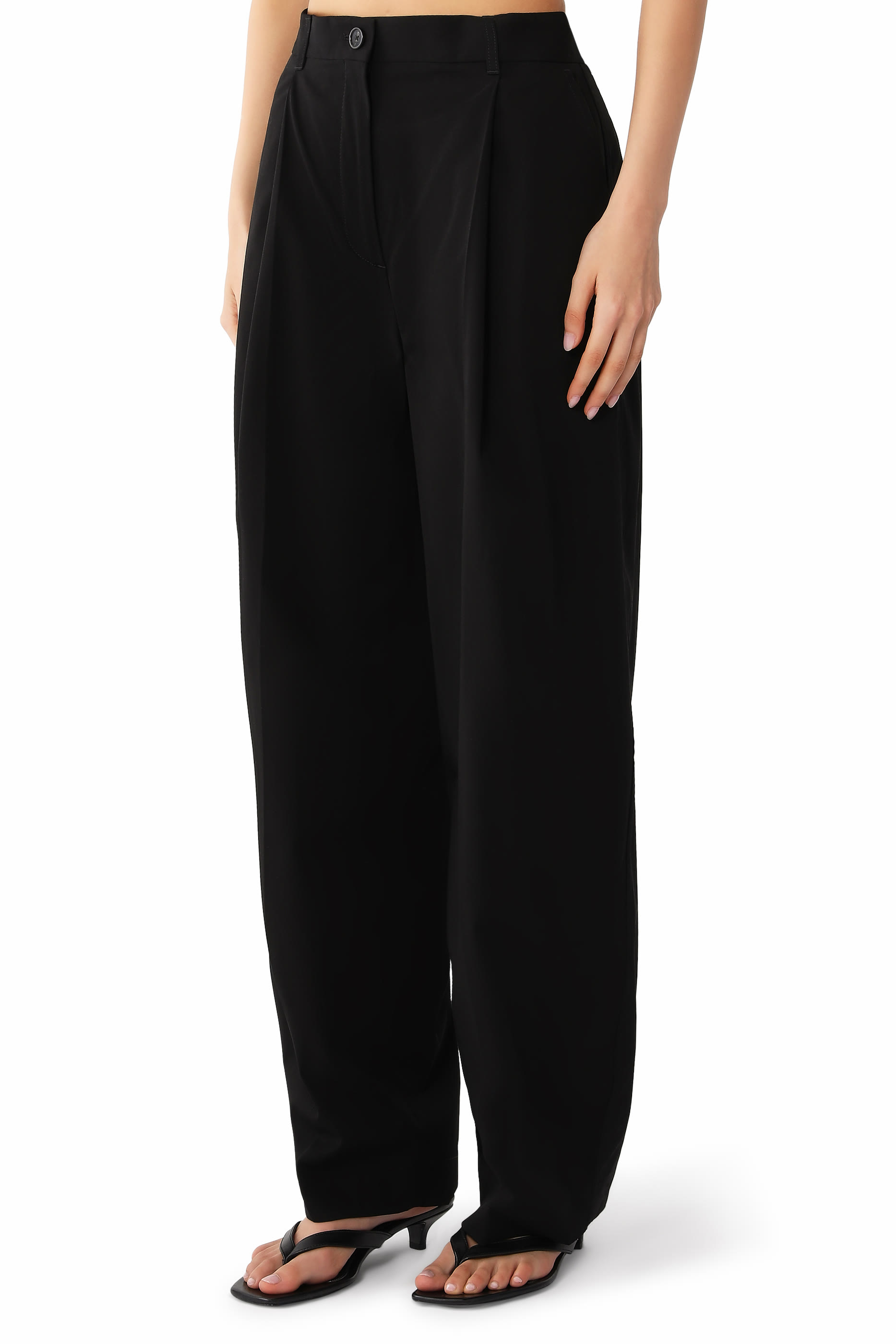 Single Pleat Cotton Trousers