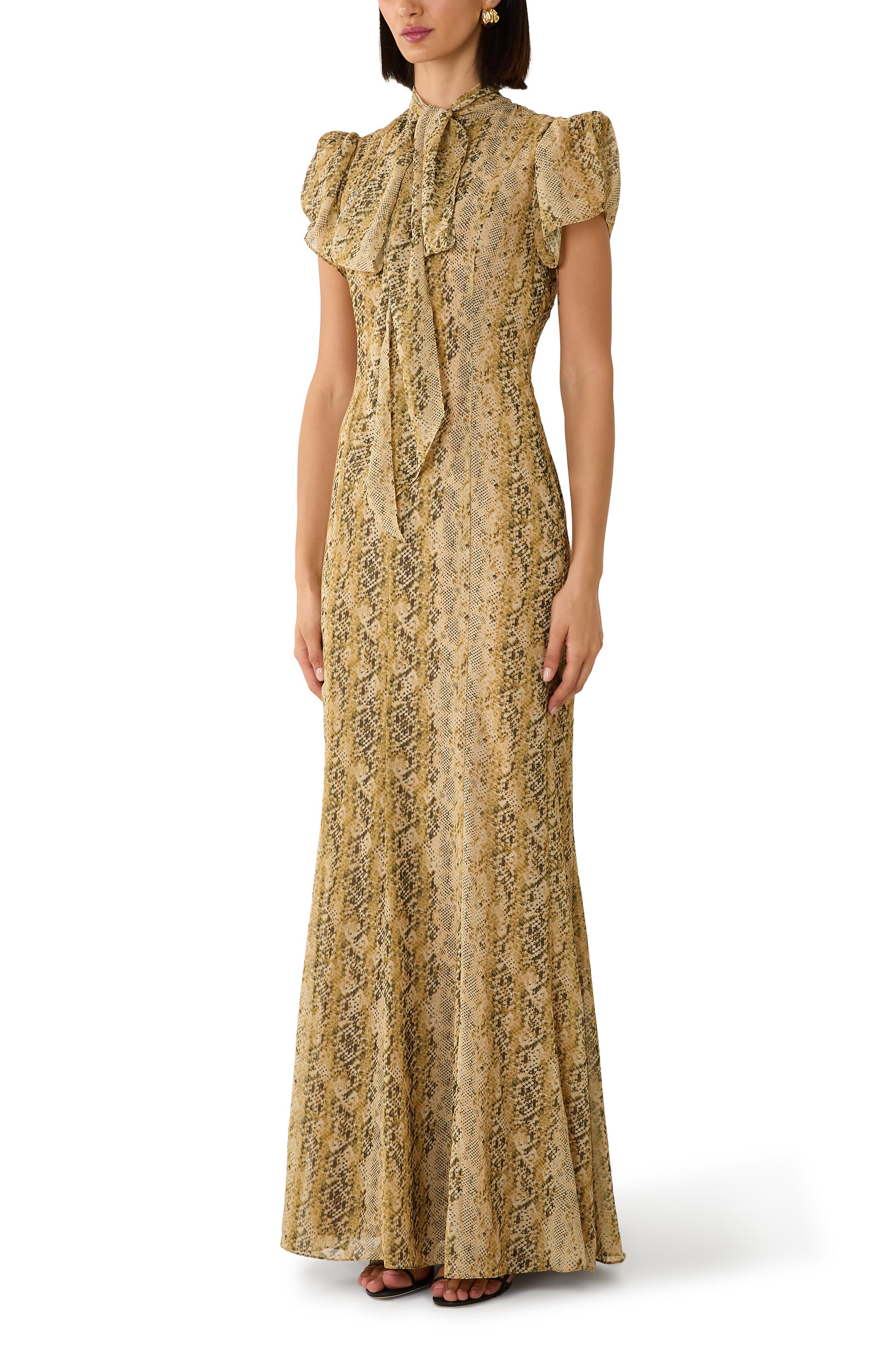 Puff Sleeves Maxi Dress