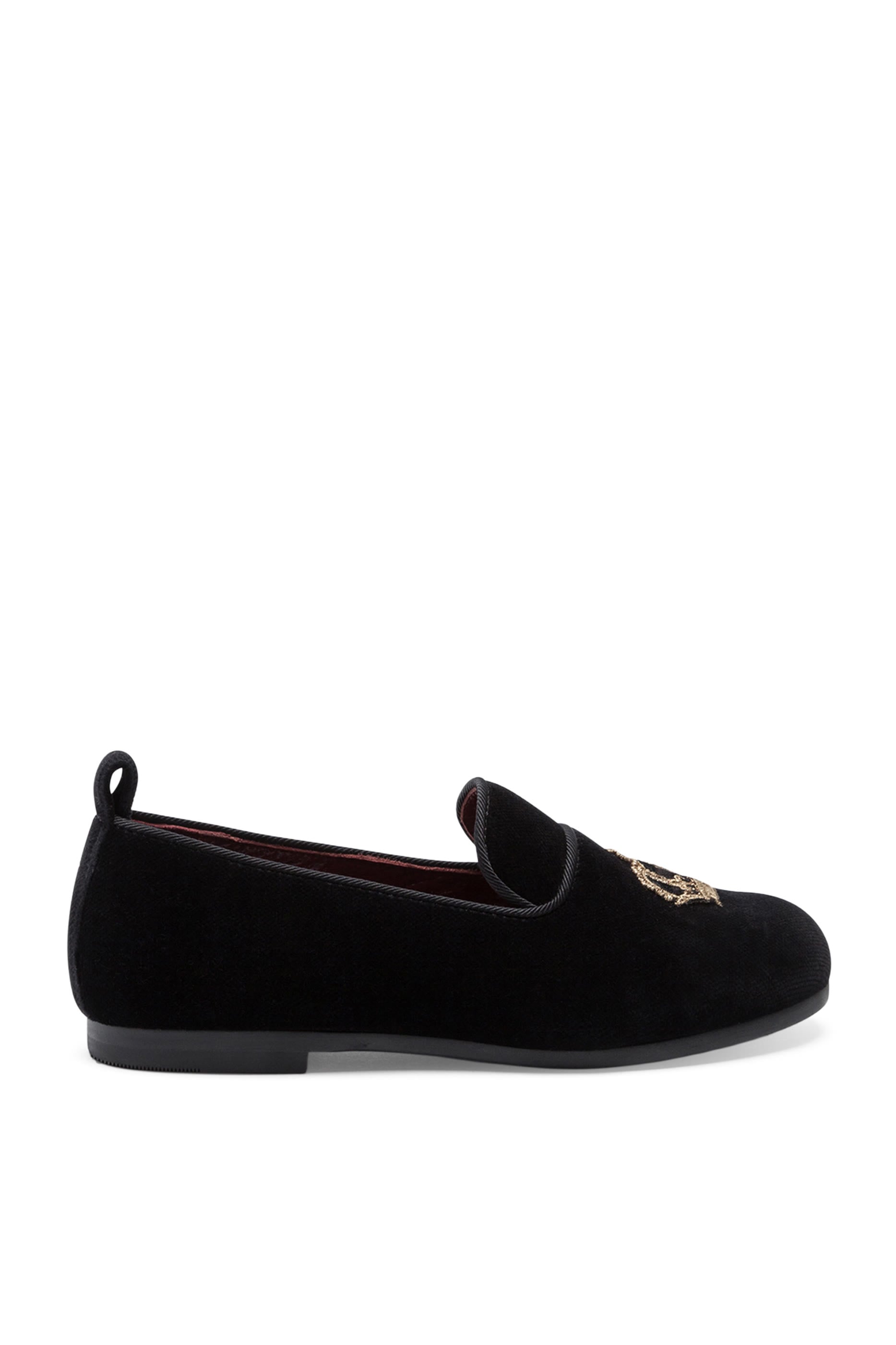 Kids Velvet Slippers with Crown Patch