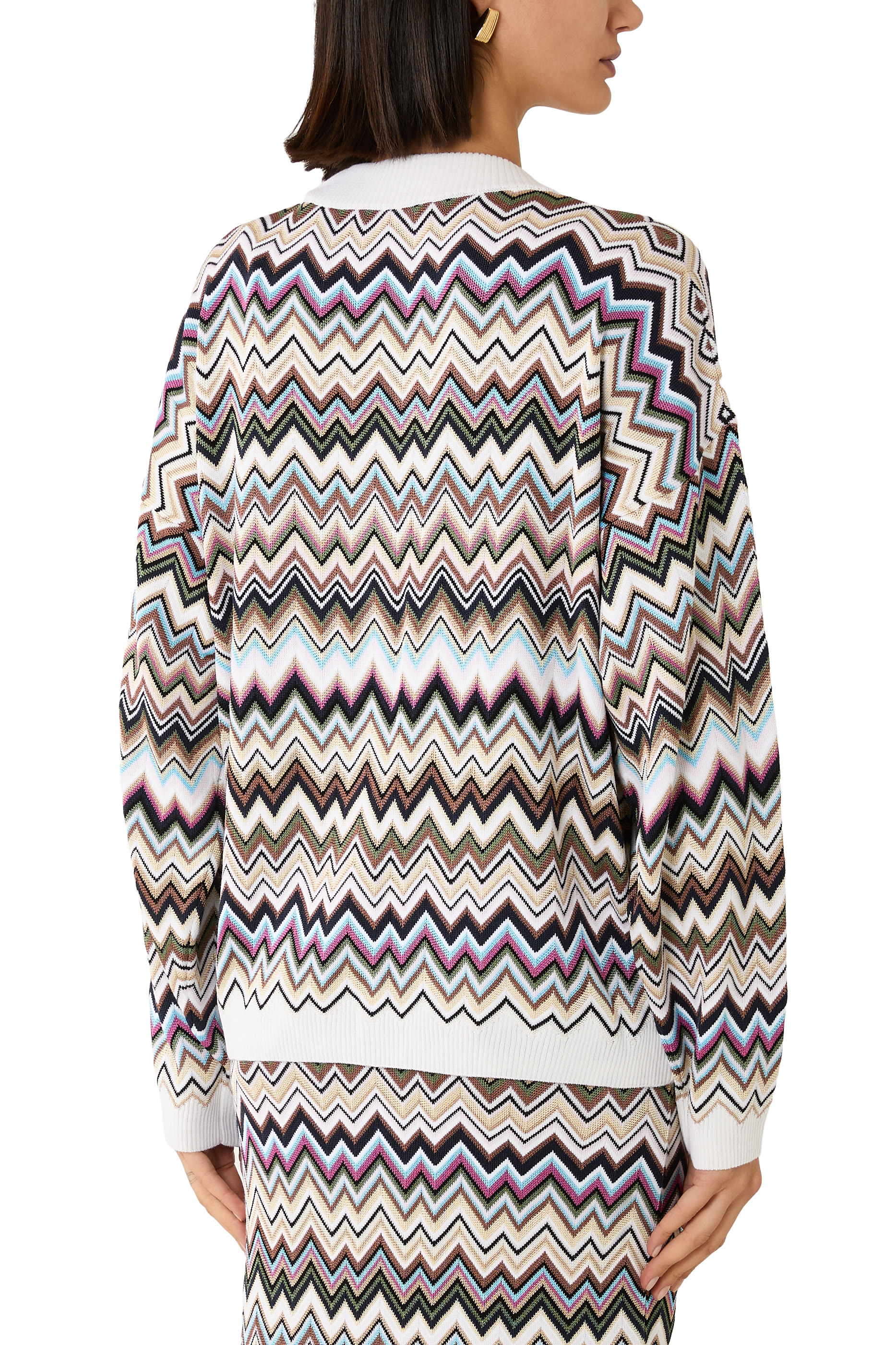  Chevron Buttoned Cardigan