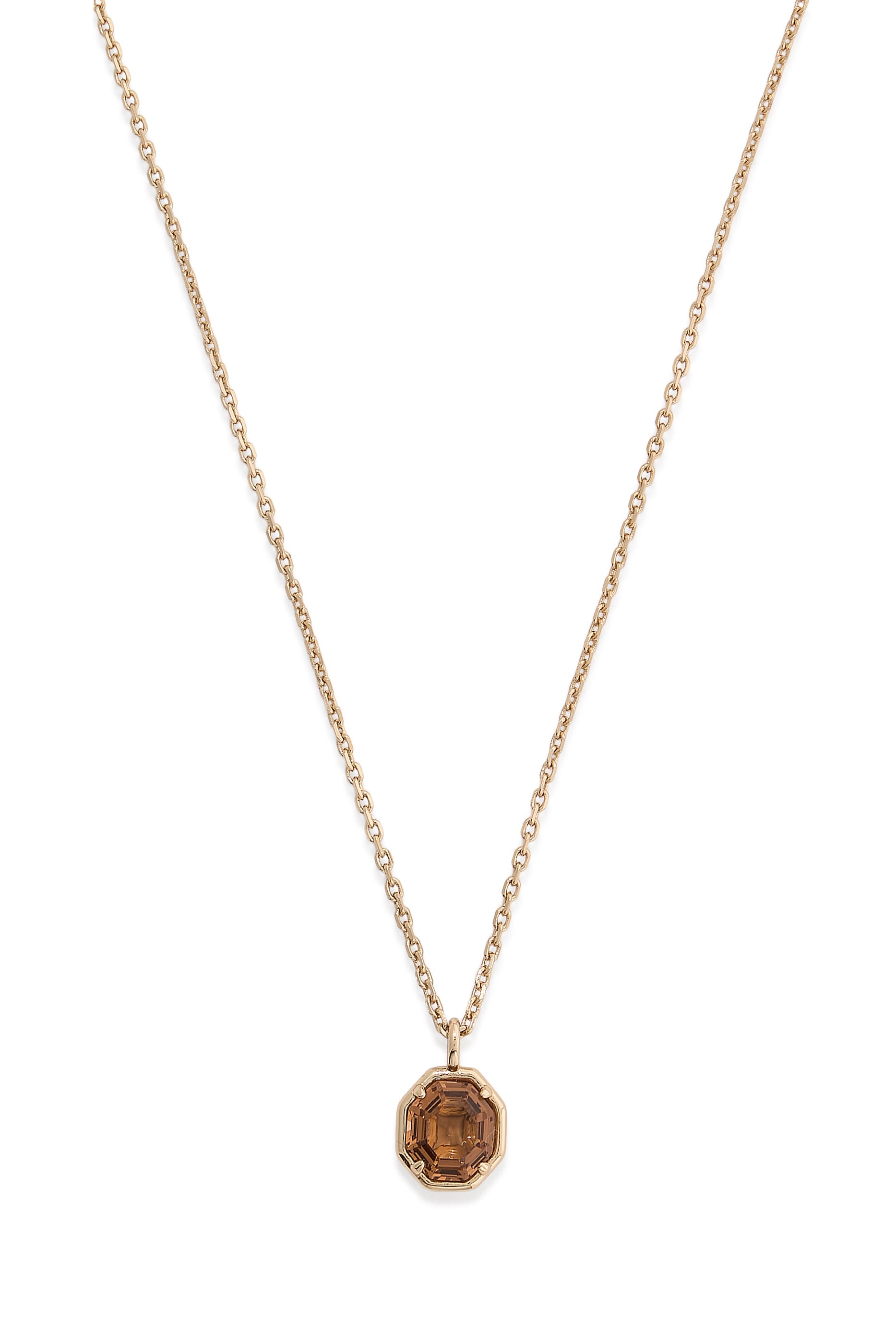 Octagon Stone Pendant Necklace, Metal & Crystal
