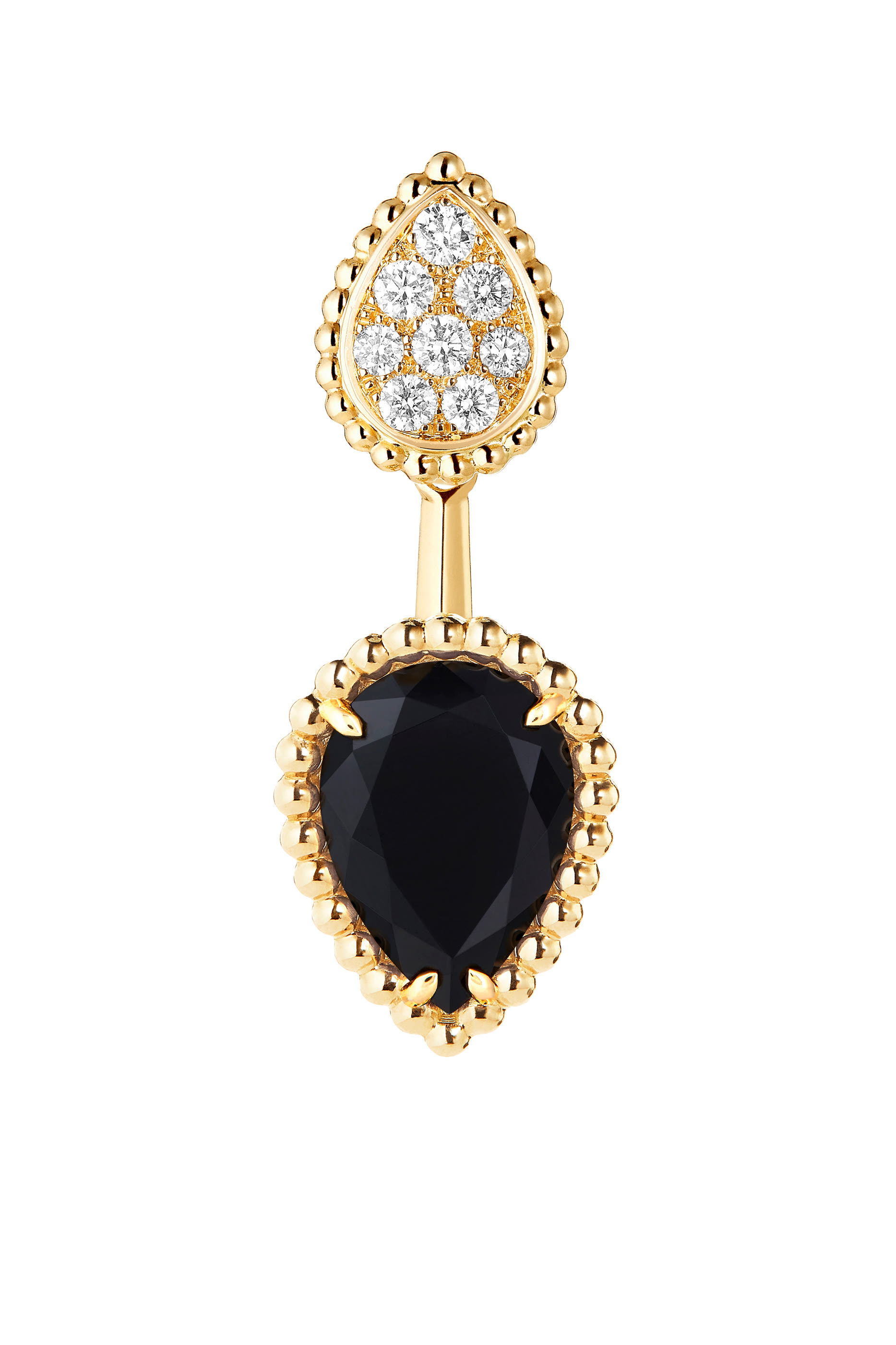 S and XS Motif Serpent Boh&egrave;me Single Stud Earring, 18K Yellow Gold, Diamonds & Black Onyx