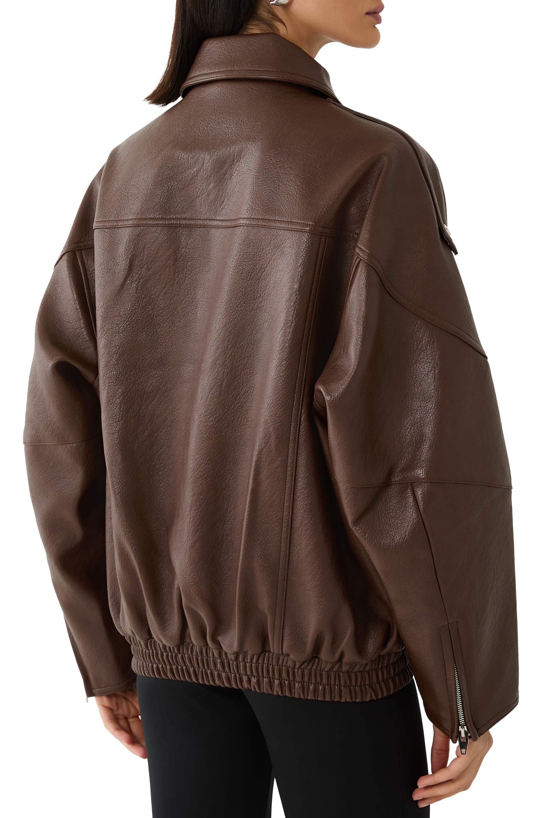 Hudson Faux Leather Bomber Jacket 