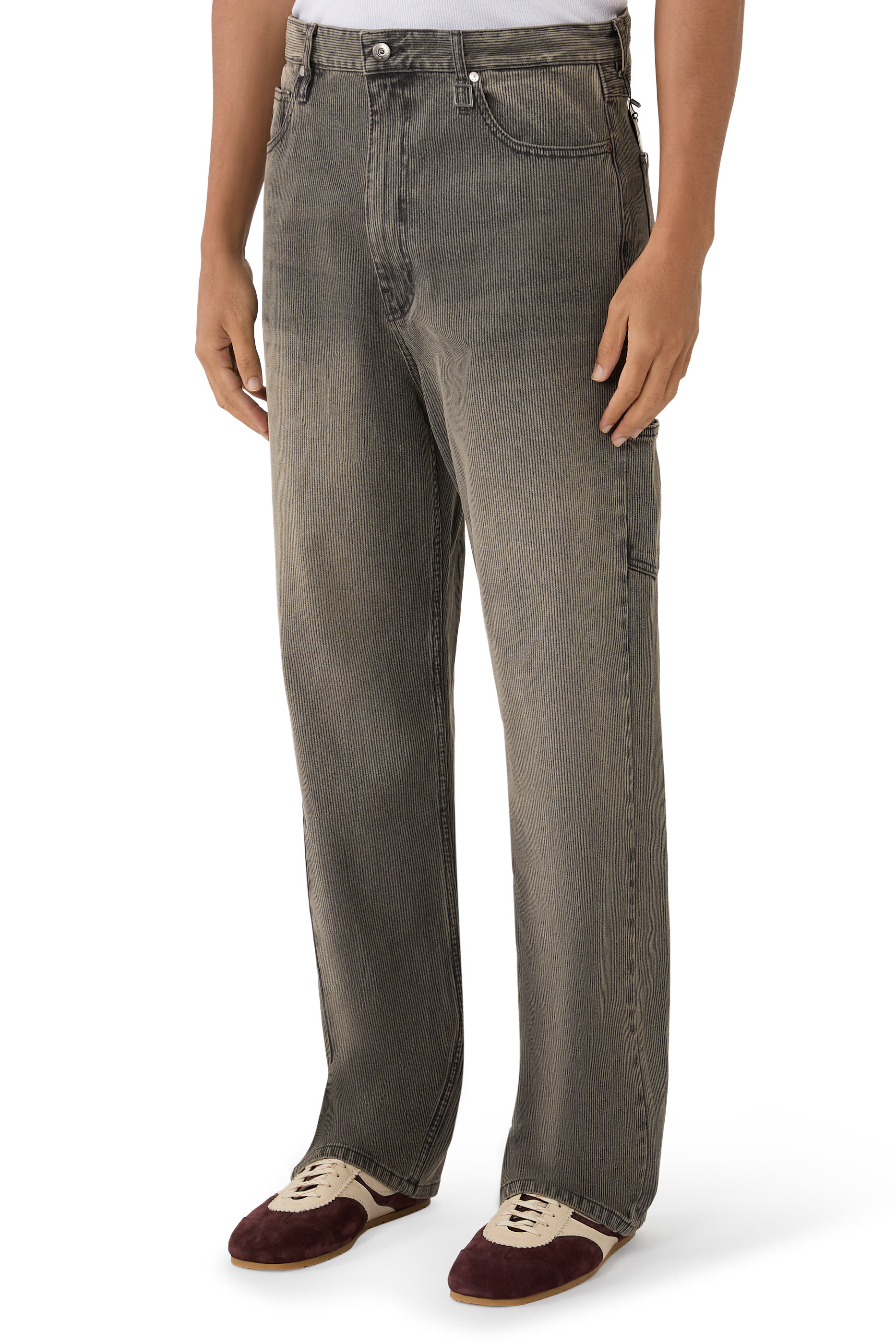 Straight Ribbed Denim Pants 