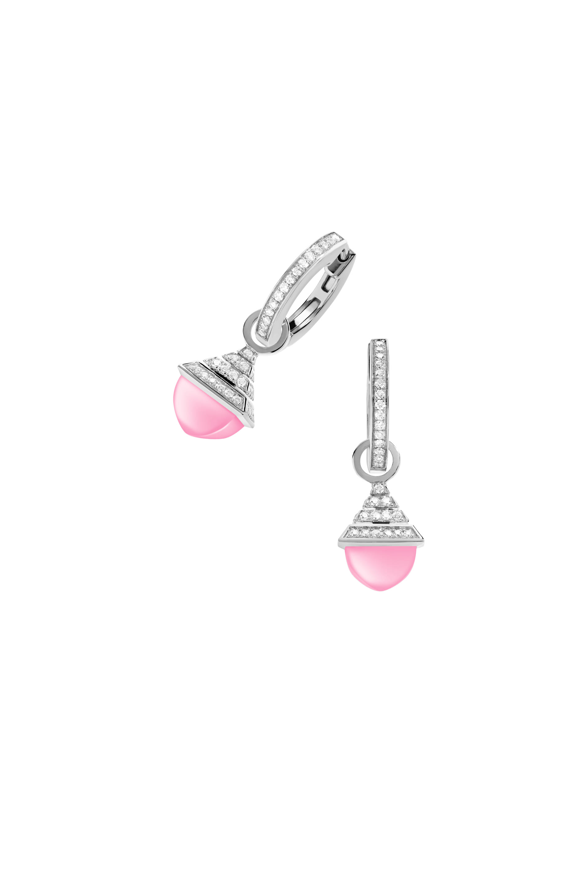 Cleo Rev Mini Drop Earrings, 18k White Gold & Quartzite, Diamonds