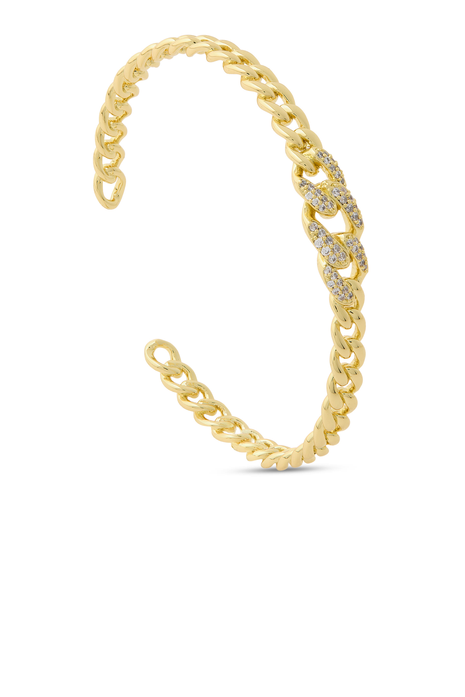 Frozen Curb Chain Cuff Bracelet