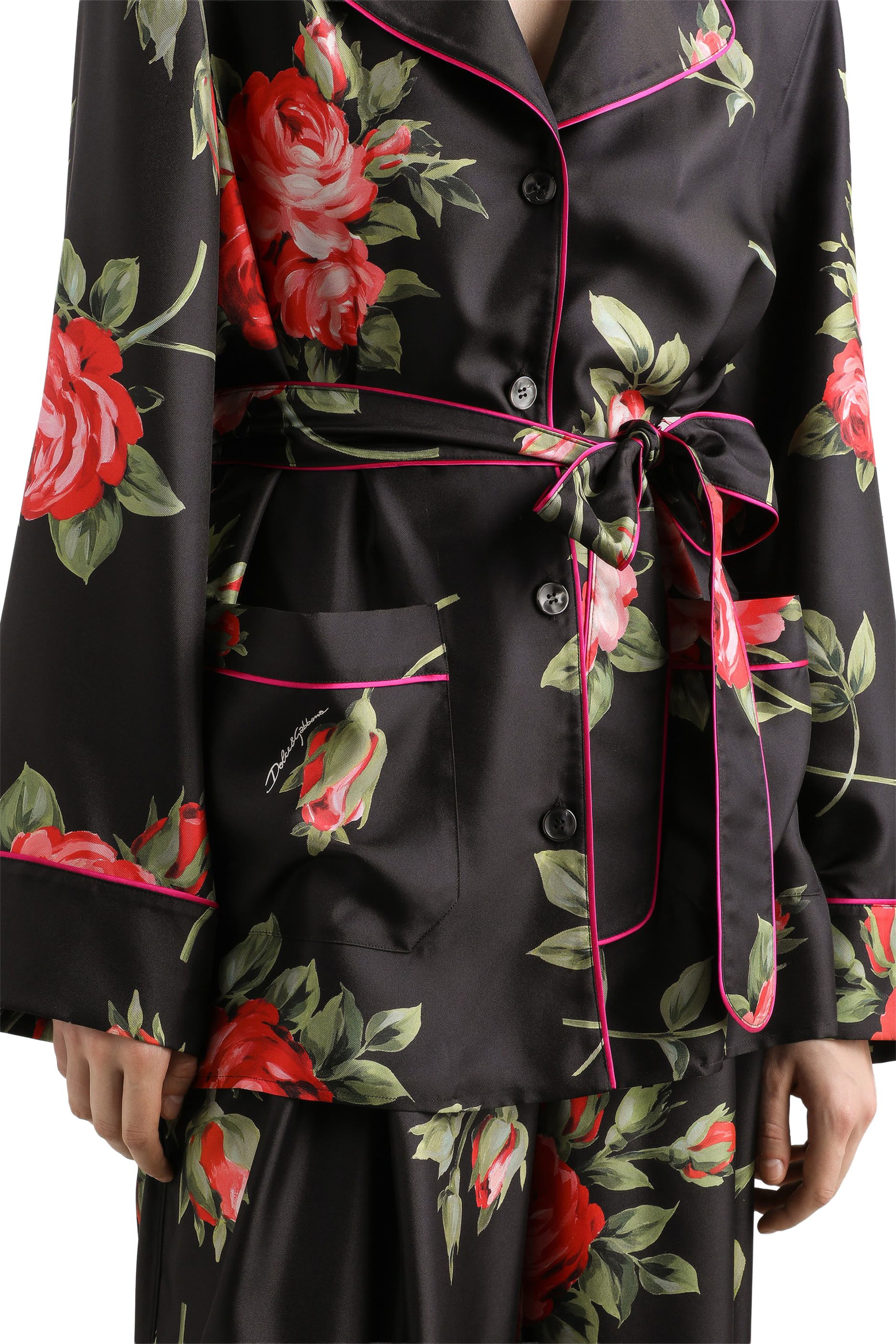 Rose Bouquet-Print Vanity Twill Shirt
