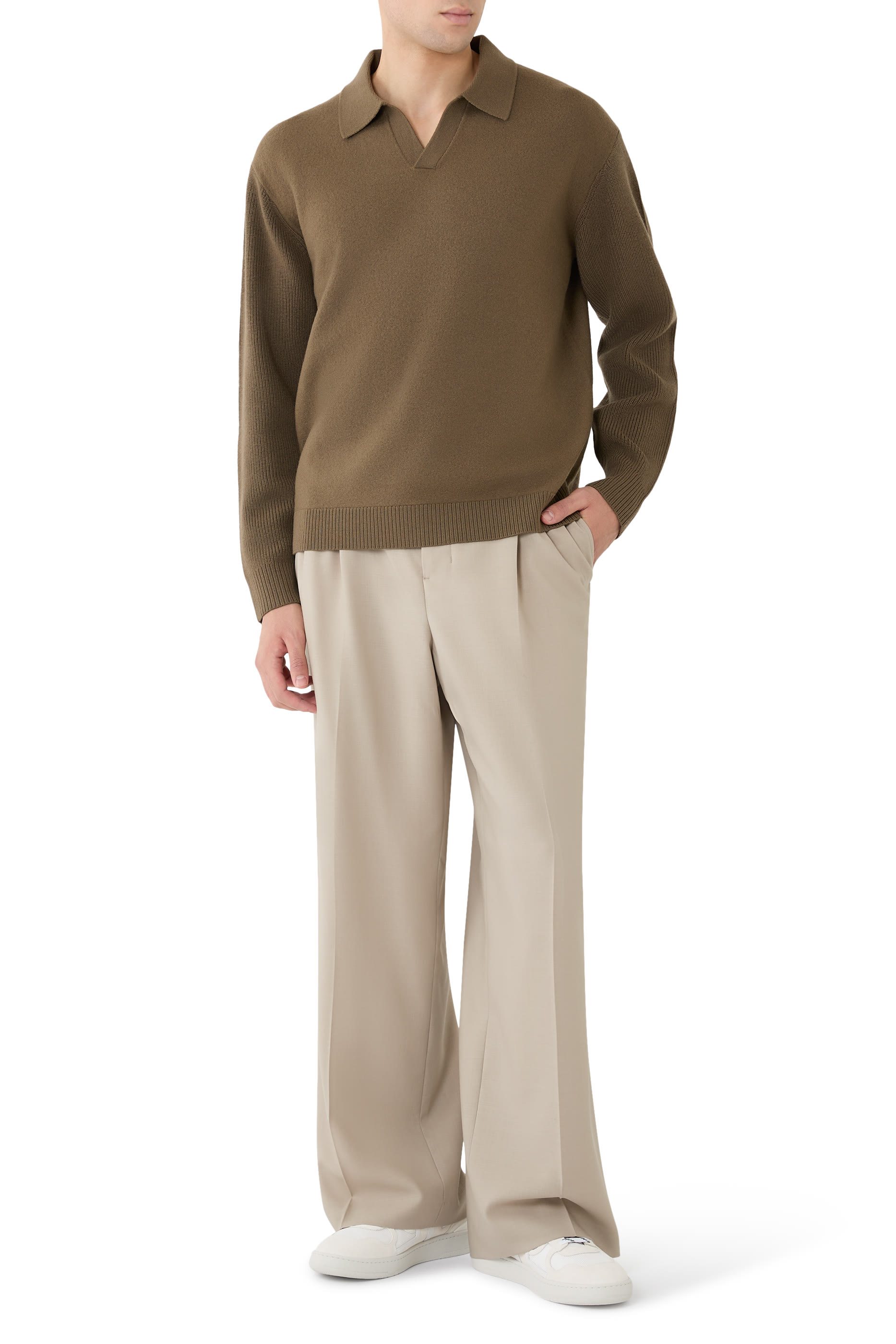 Open Collar Polo Sweater