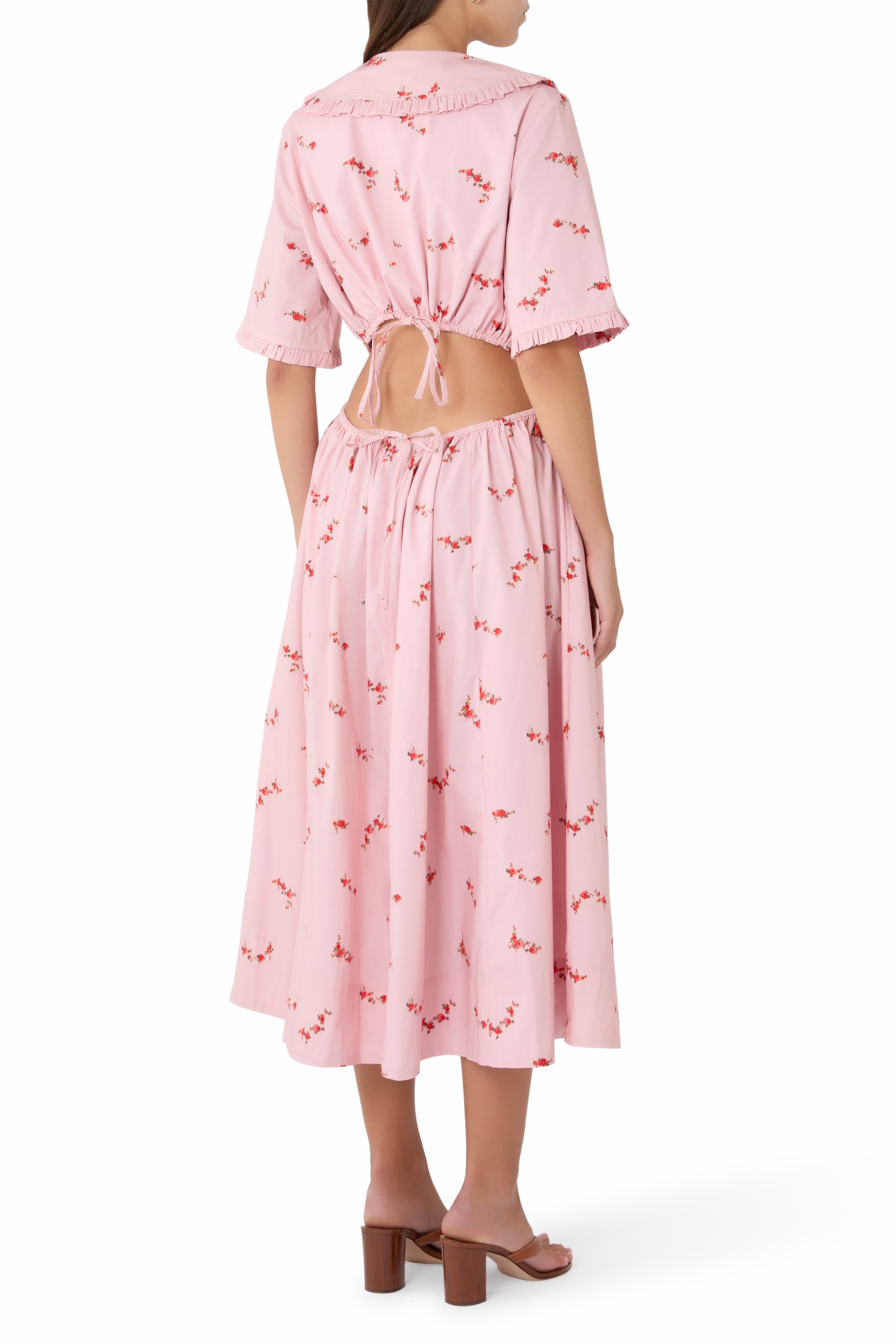 Frill-Edge Open-Back Dress