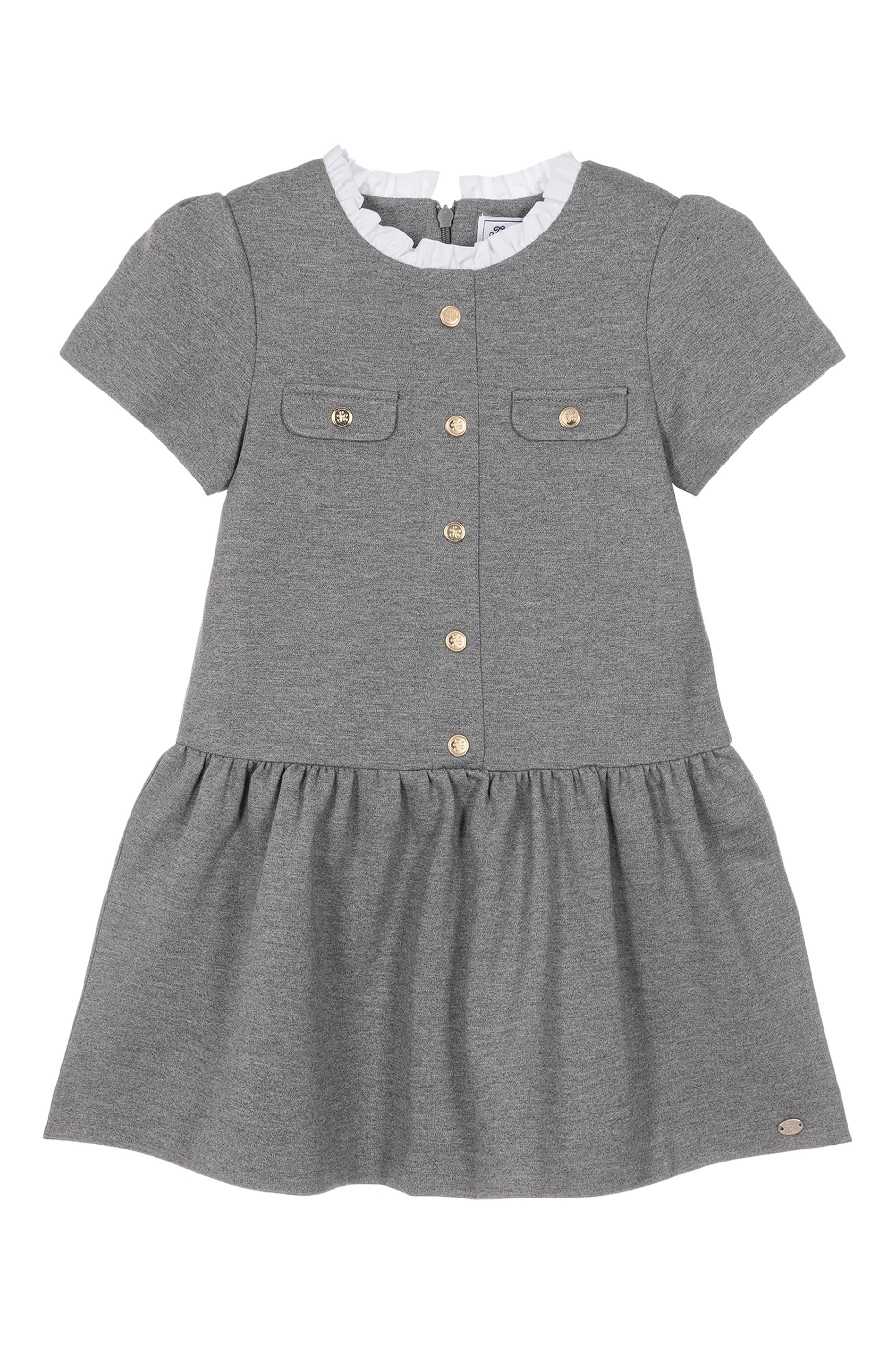 Kids Round Neck Buttons Dress
