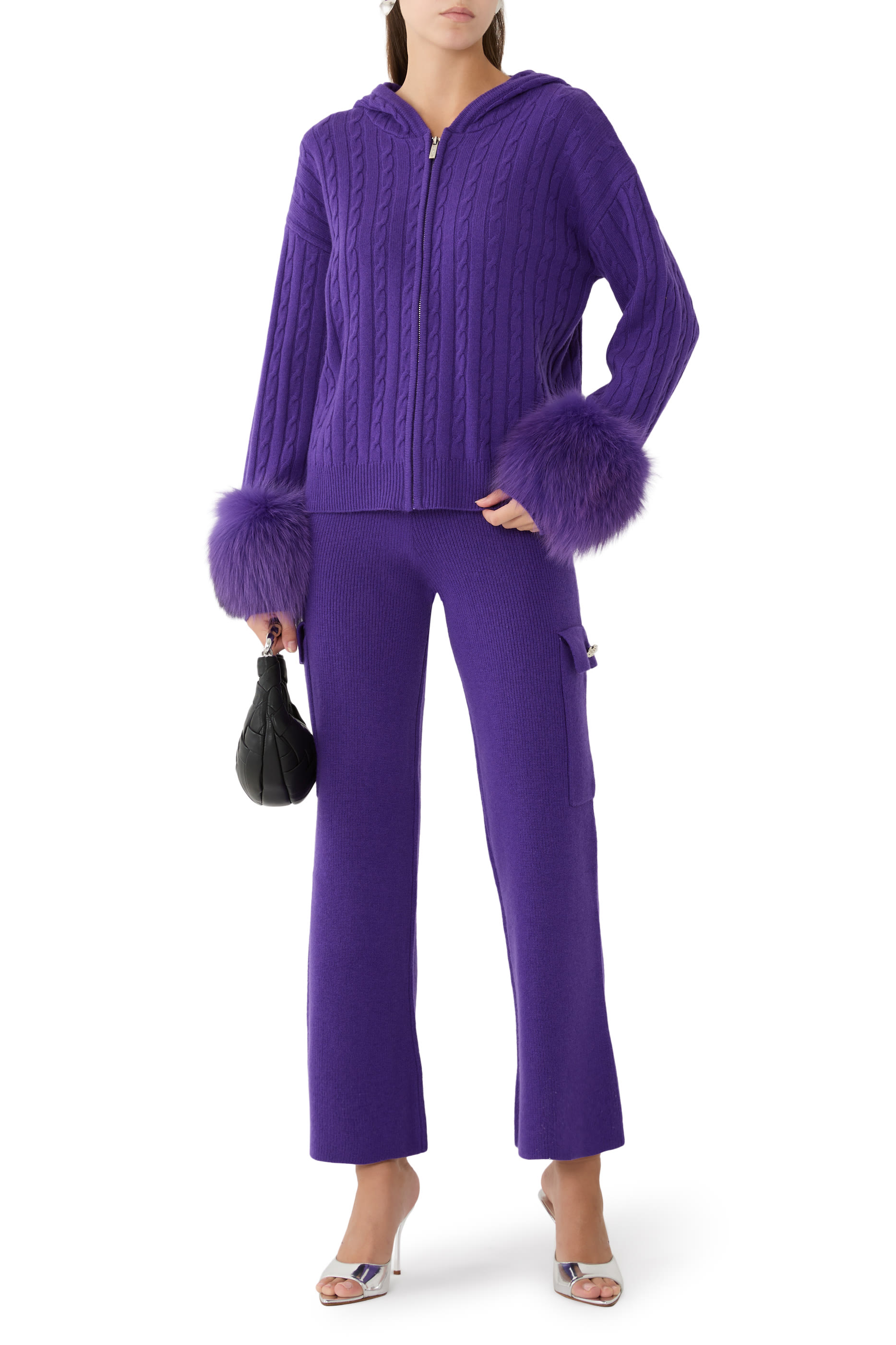 The Cable-Knit Zip-Up Faux Cuff Cardigan