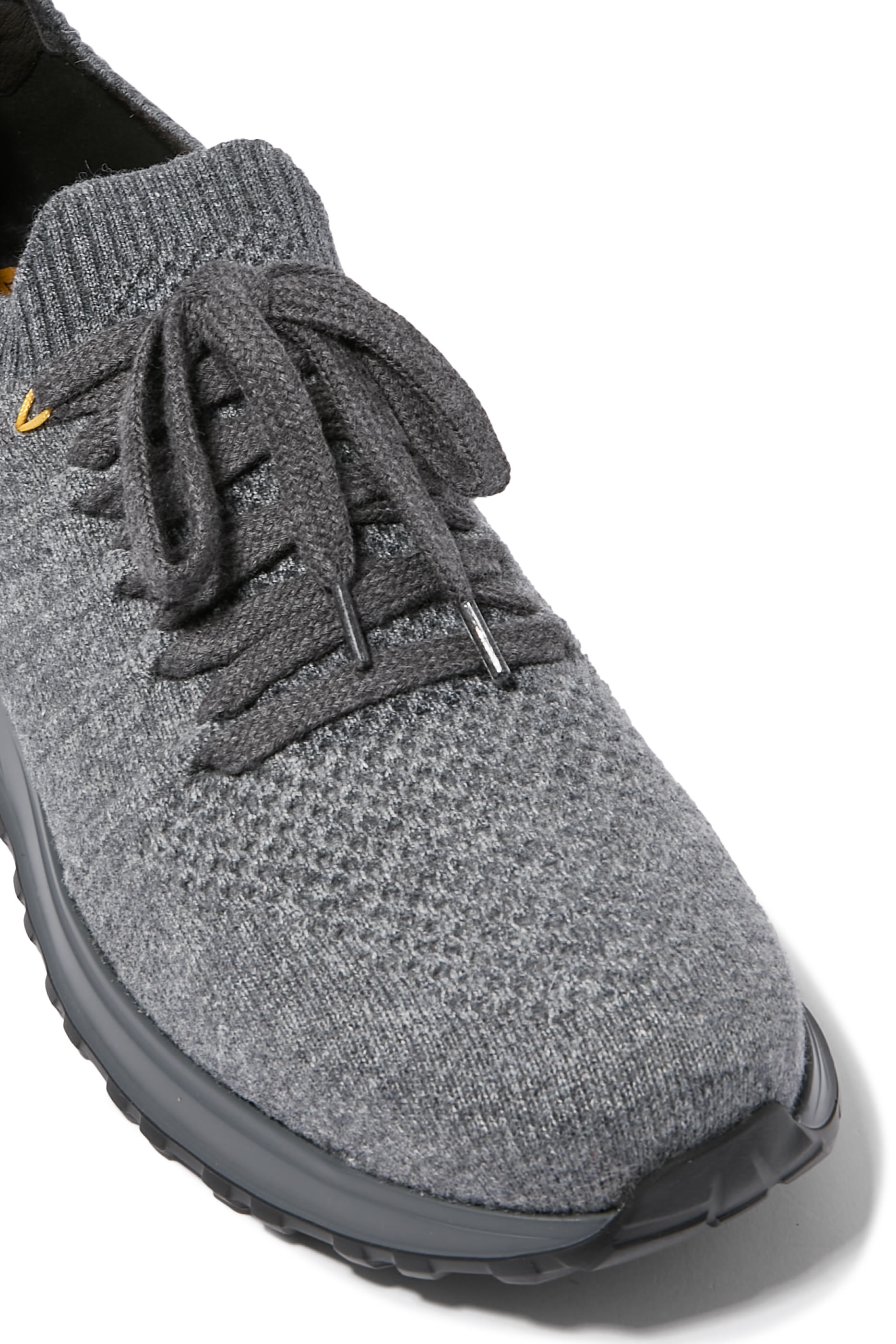 Ribbed Trim Lace-Up Sneakers