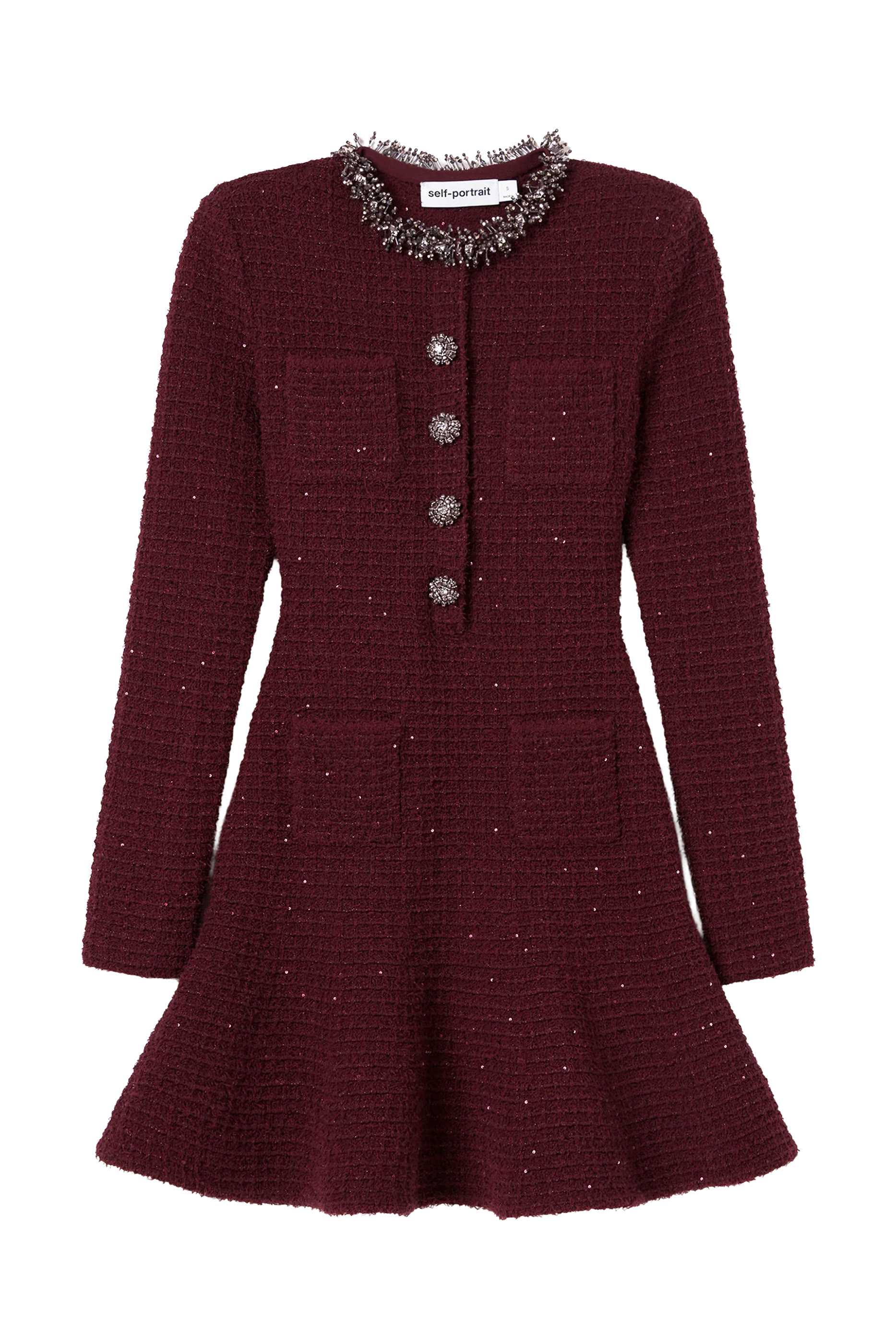 Textured Knit Embellished Mini Dress