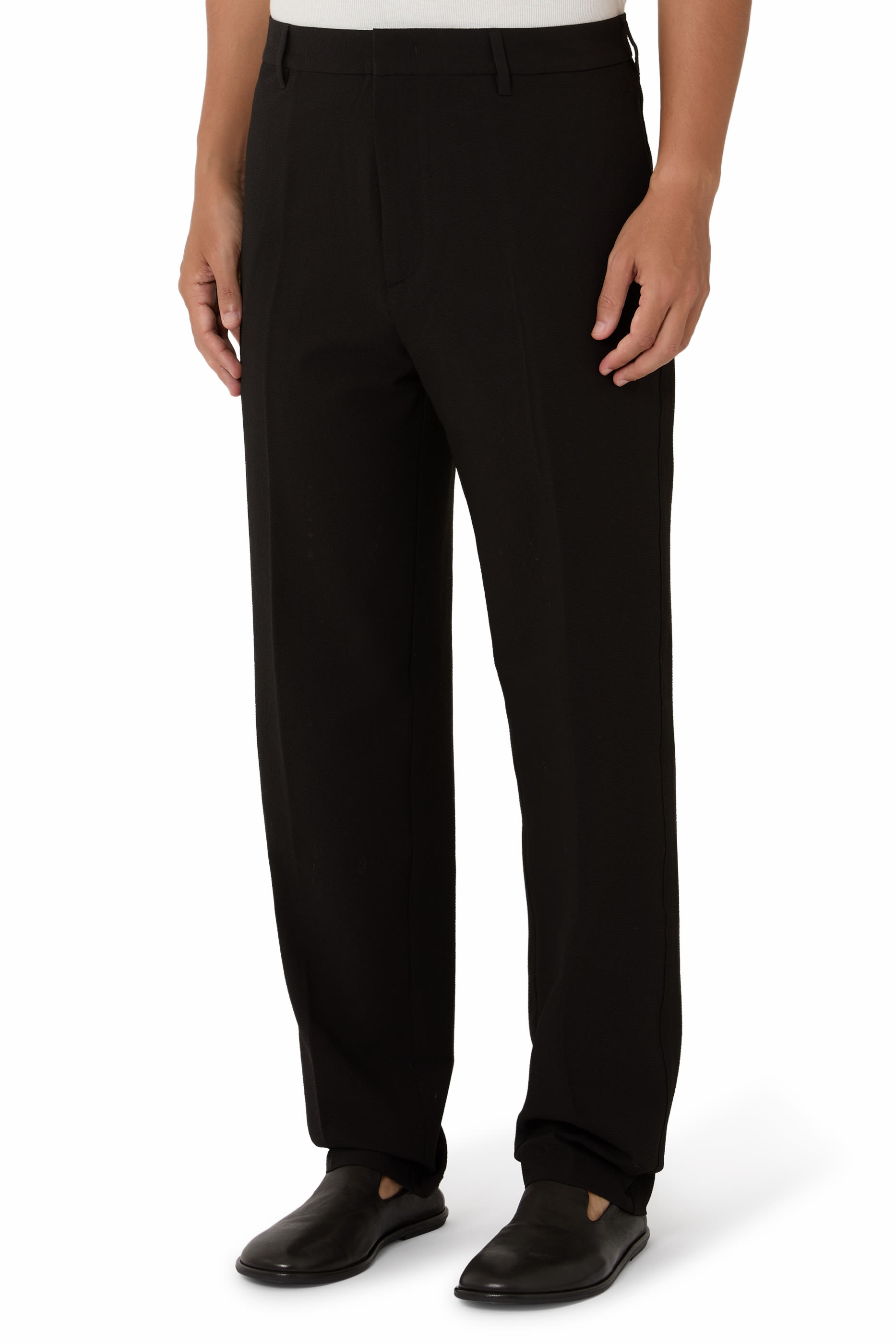 Logo Plaque Flat Front Trousers