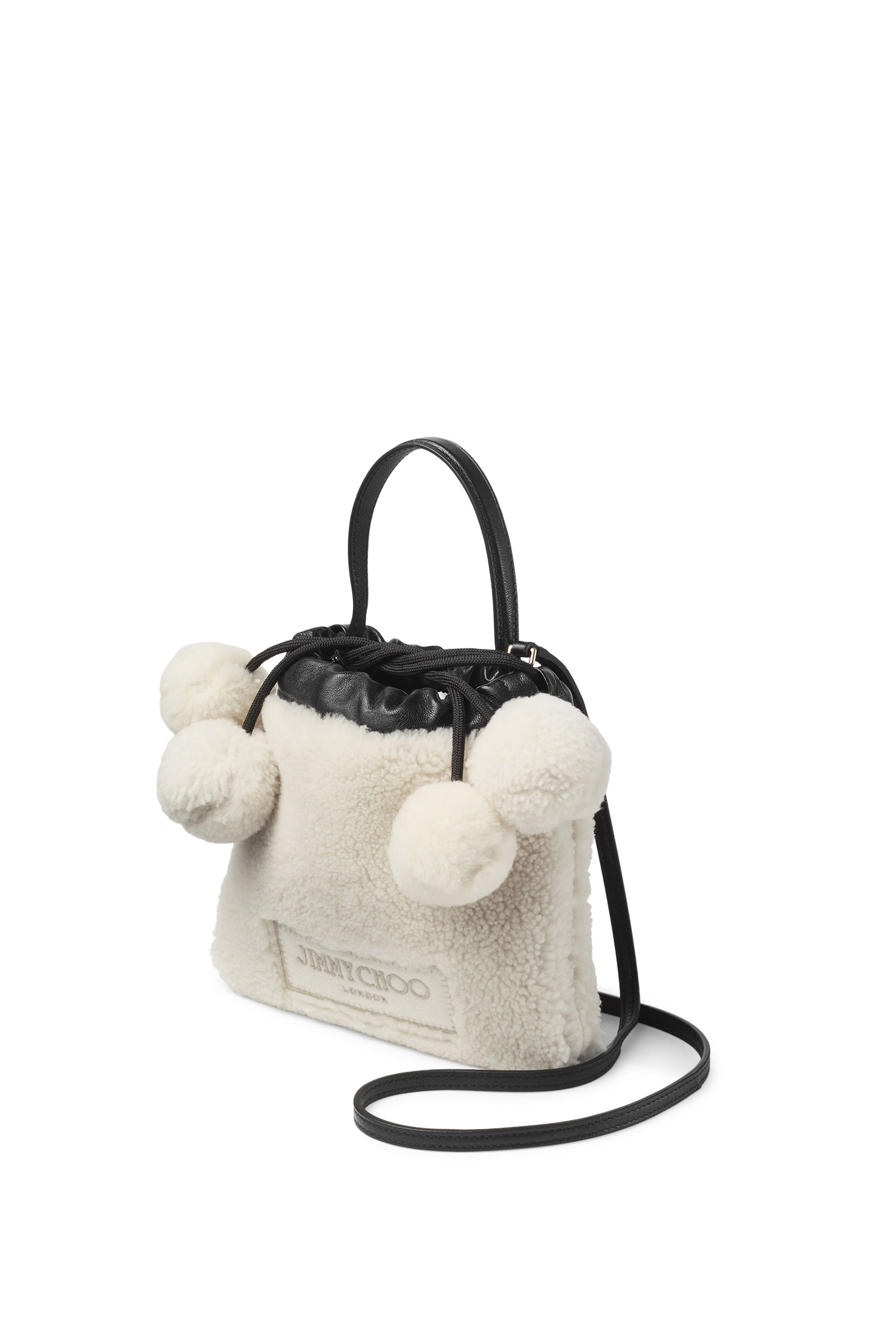 Logo Shearling Drawstring Pouch