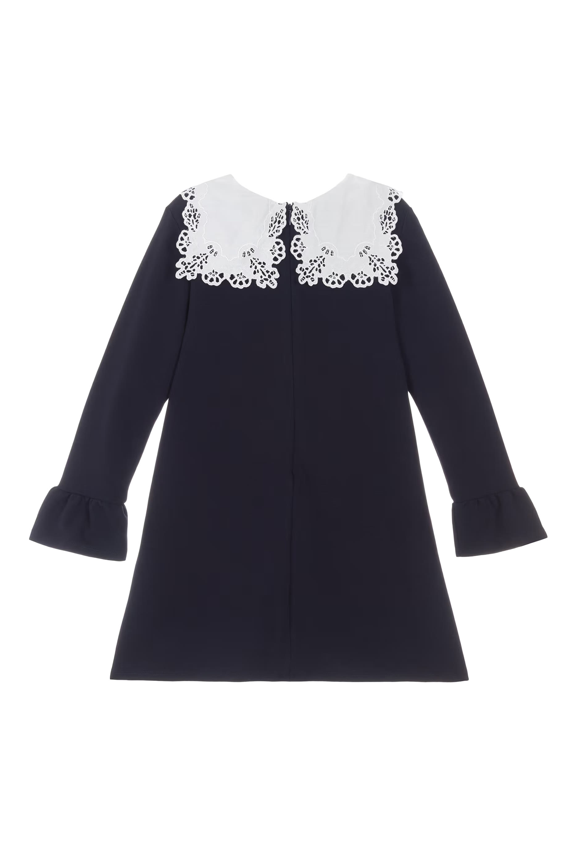 Kids Broderie-Anglaise Collar Ruffled-Cuff Dress