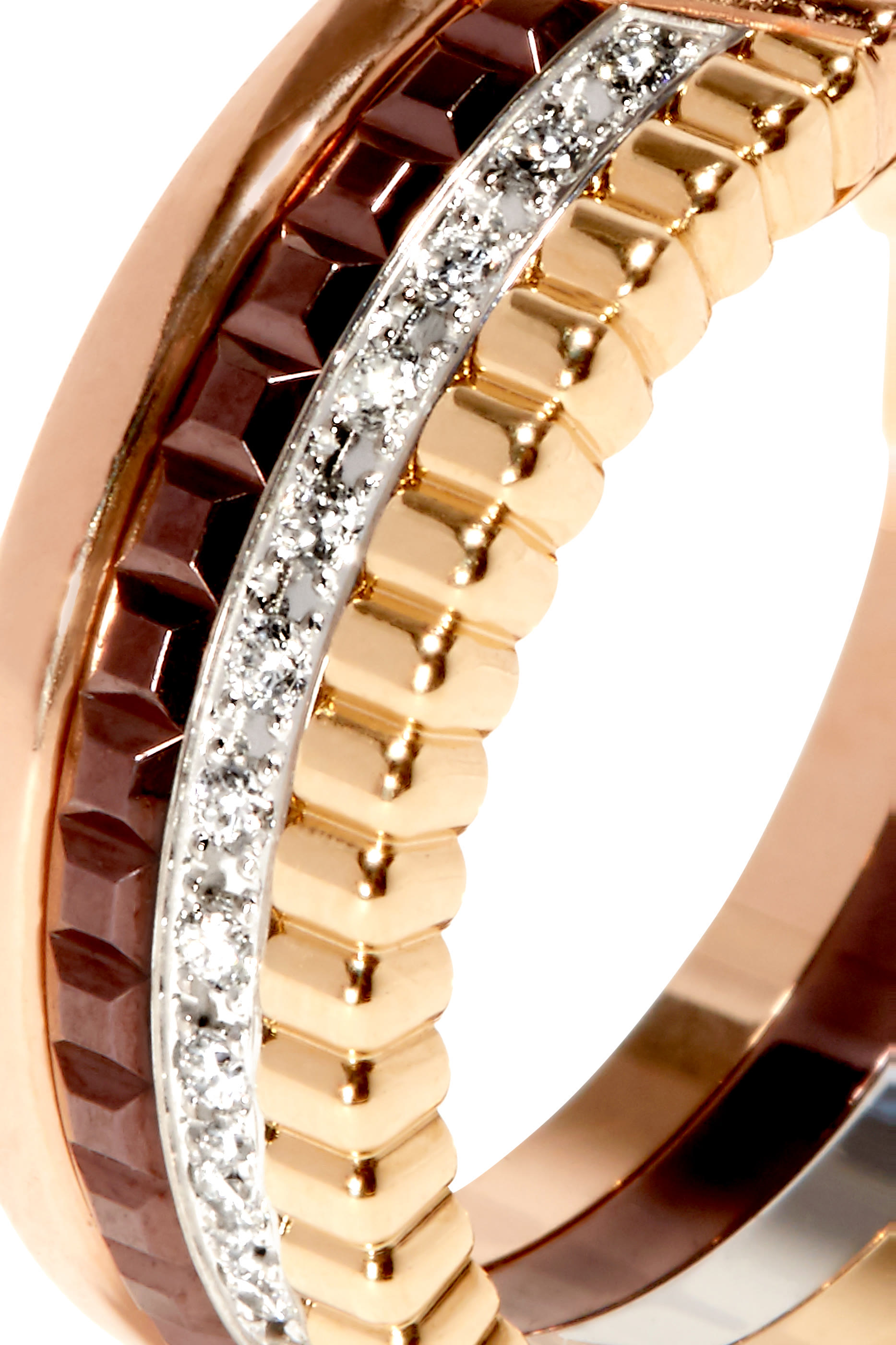 Quatre Classique Hoop Earrings, 18k Mixed Gold & Diamonds