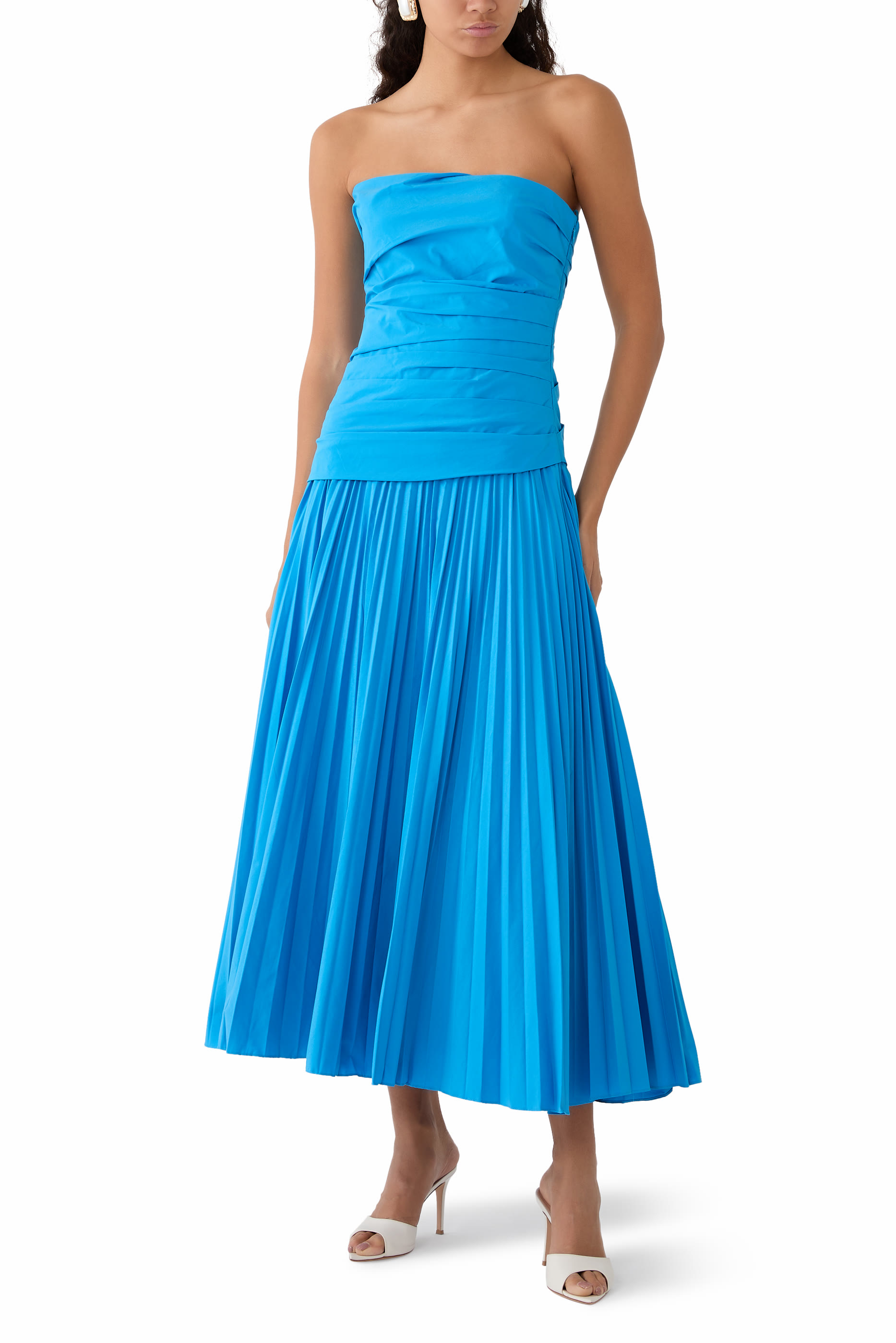 Arie Strapless Cotton Midi Dress