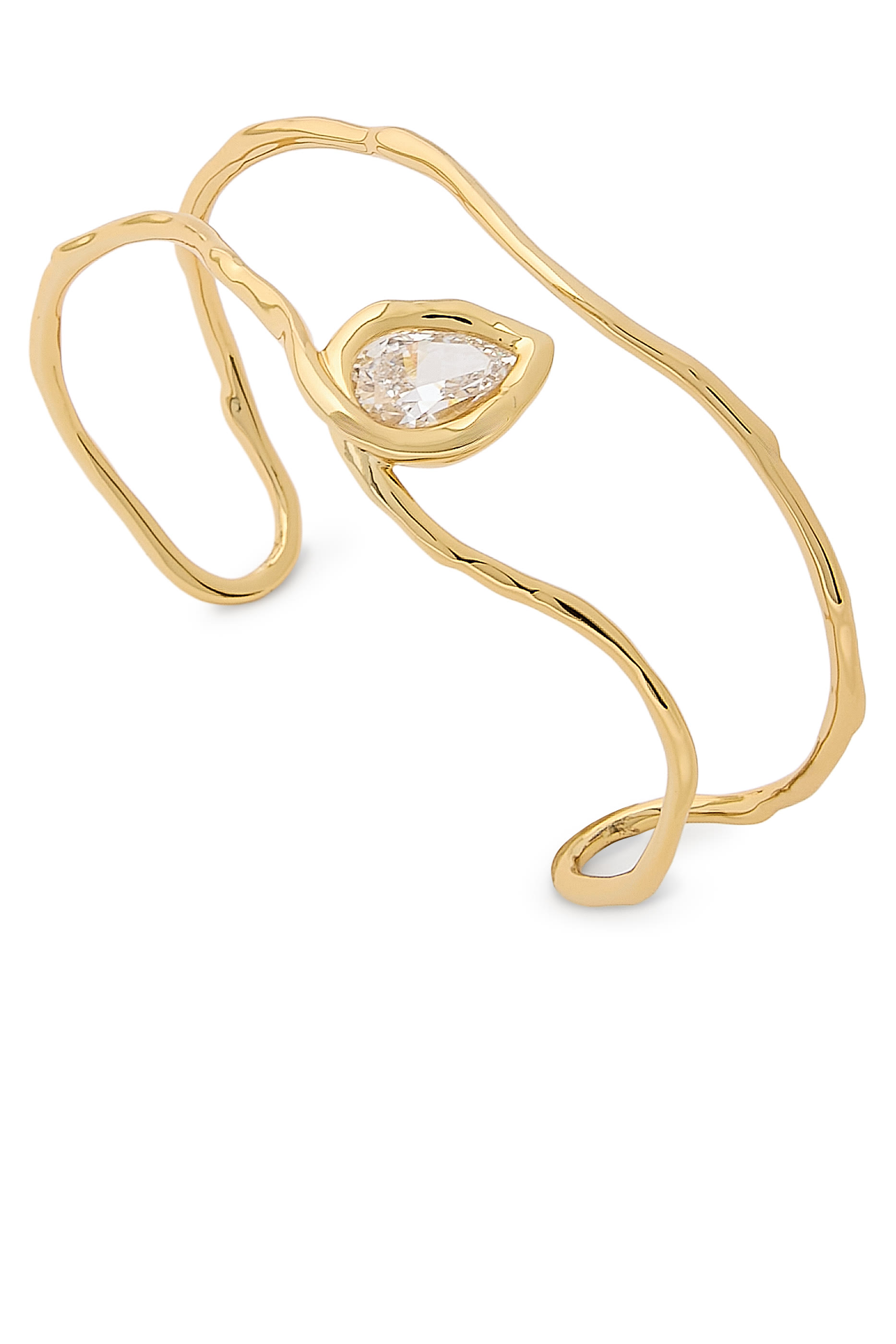 Asterales Gold Floating Cuff Bracelet, 14K Gold-Plated Brass & CZ