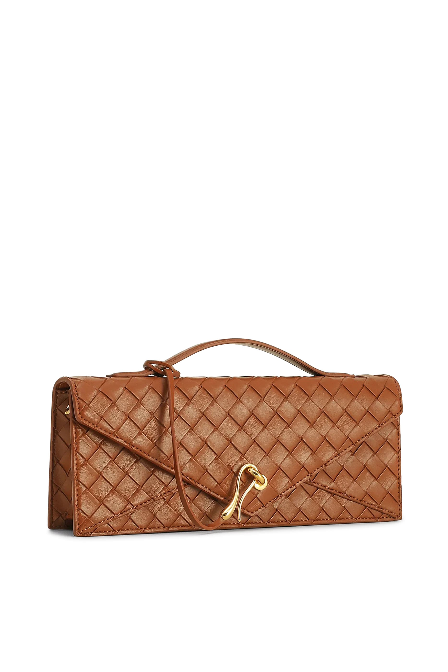 Celeste Woven Textured Envelope Top Handle Bag 