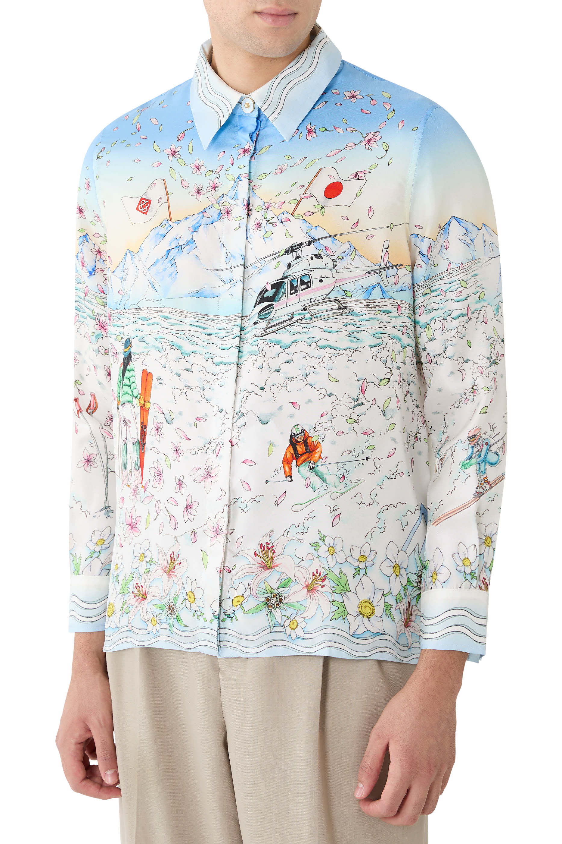 L'Hiver Fleuri Long Sleeve Silk Twill Shirt