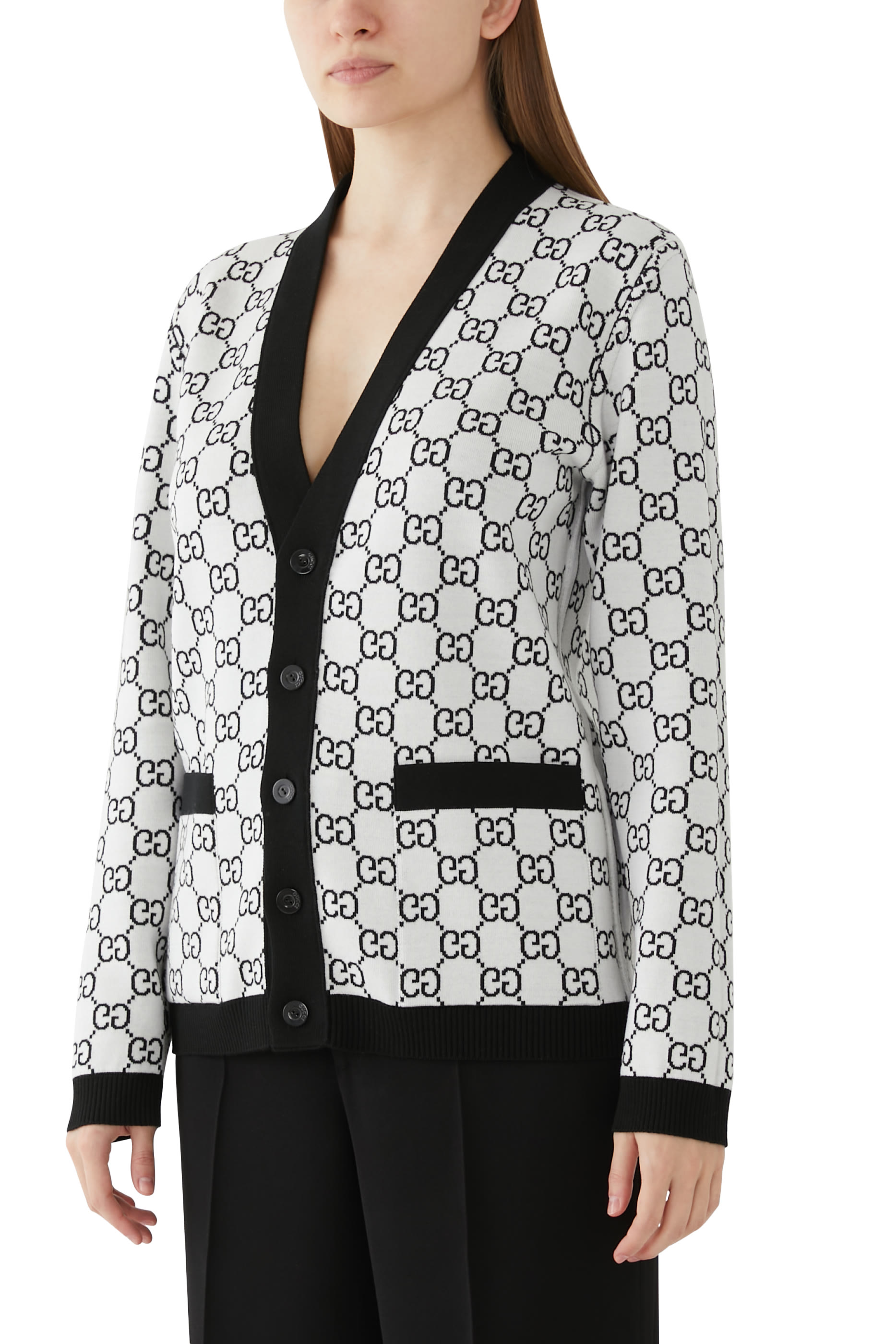 Reversible GG Wool Jacquard Cardigan