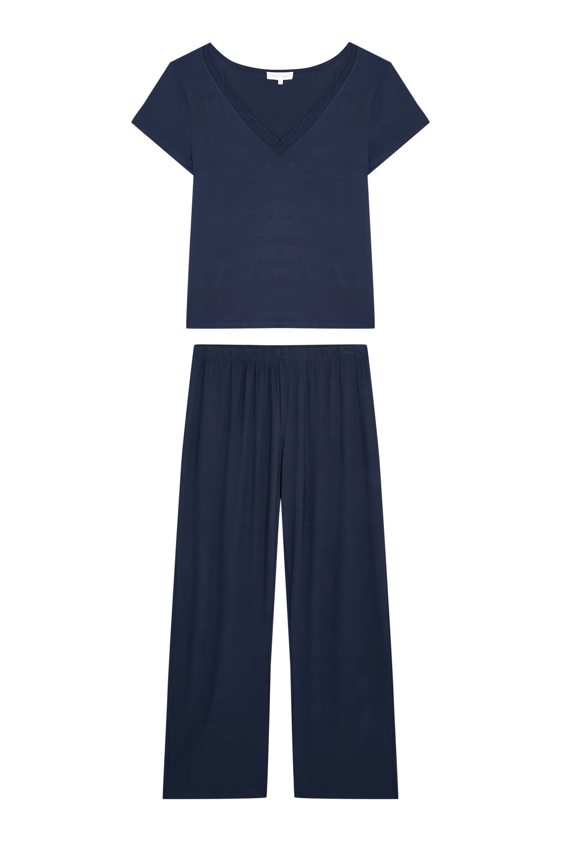 Cooling Jersey V Neck Lace Trim Pajama Set