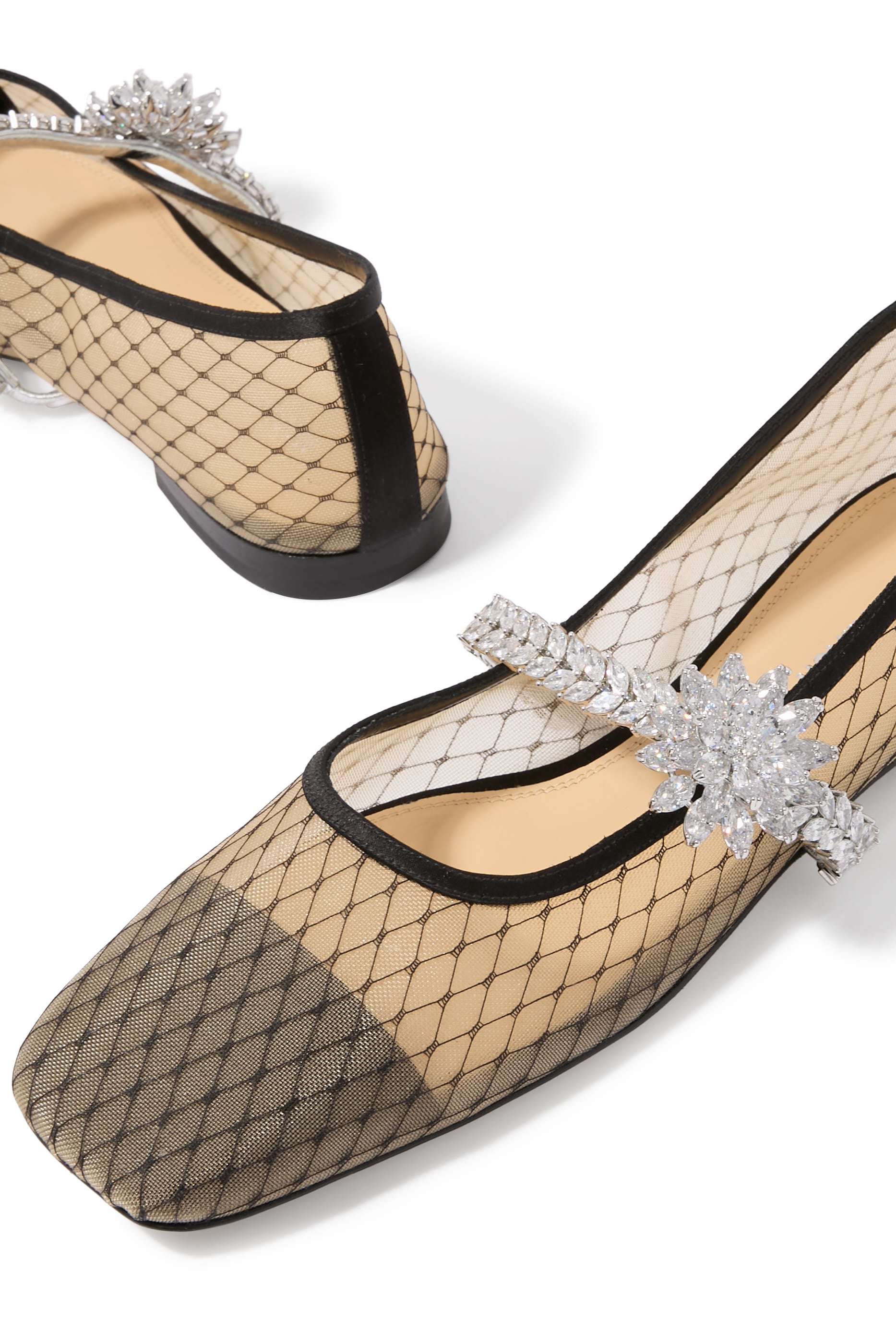 Lotus Flower Jewelled Fishnet Ballerinas