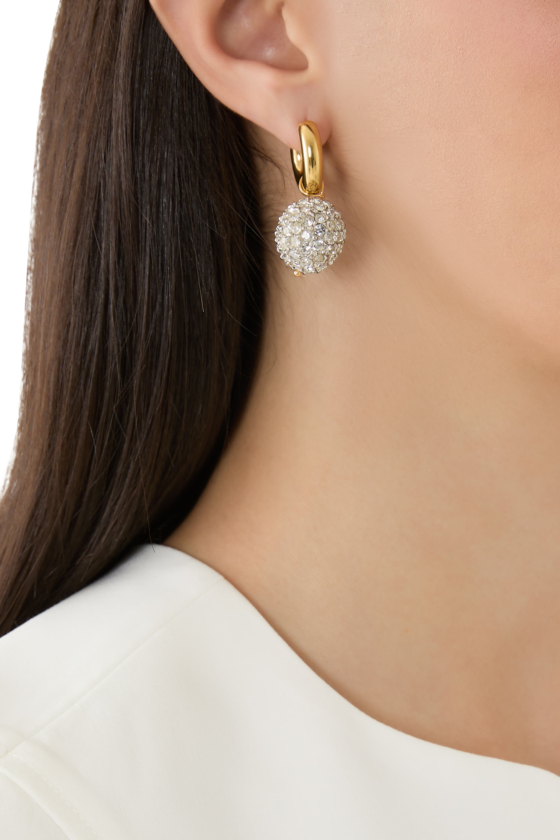 Mismatched Earrings,  24K Gold-Plated Brass with Strass & Malachite