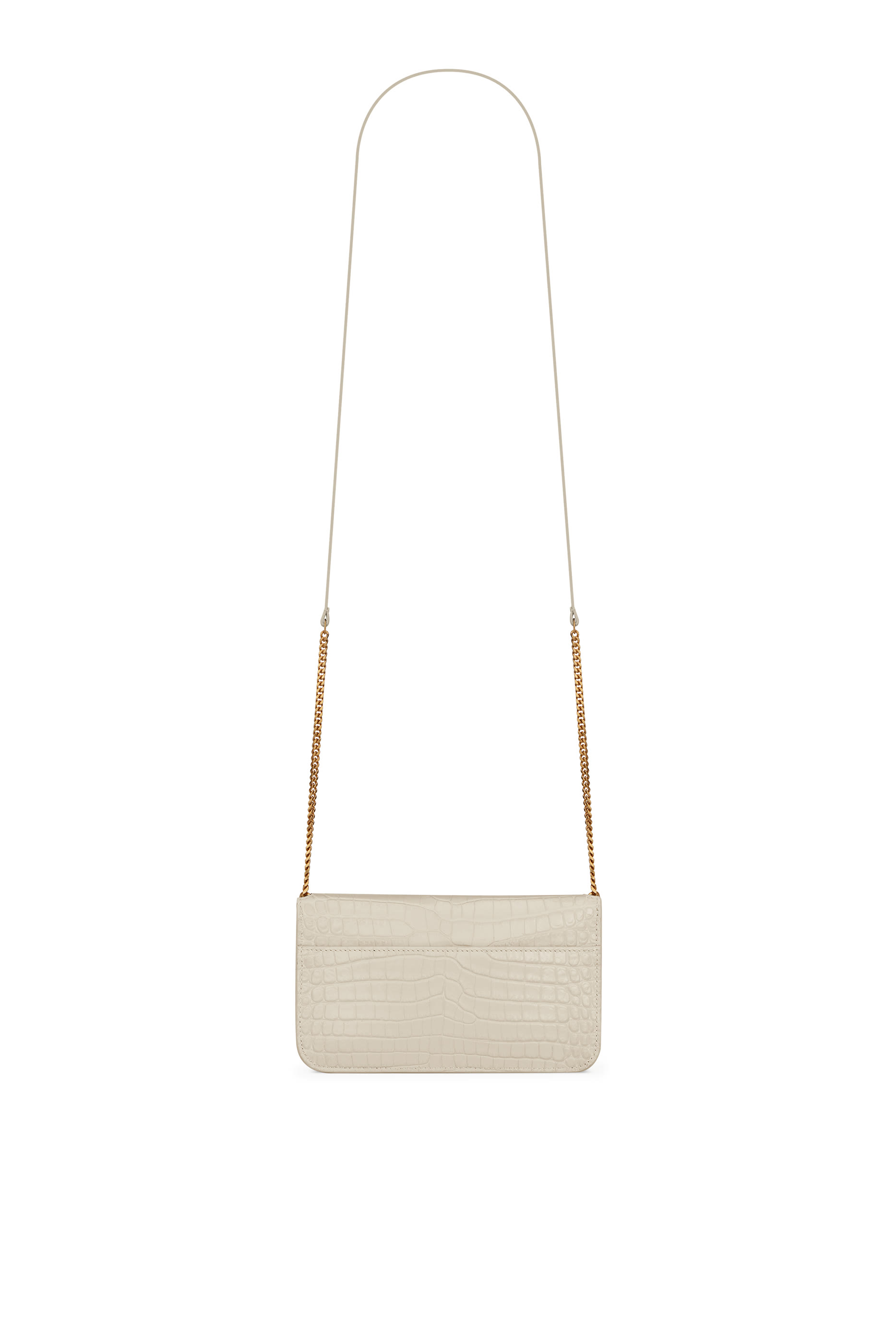  Cassandre Phone Holder in Shiny Crocodile-Embossed Leather