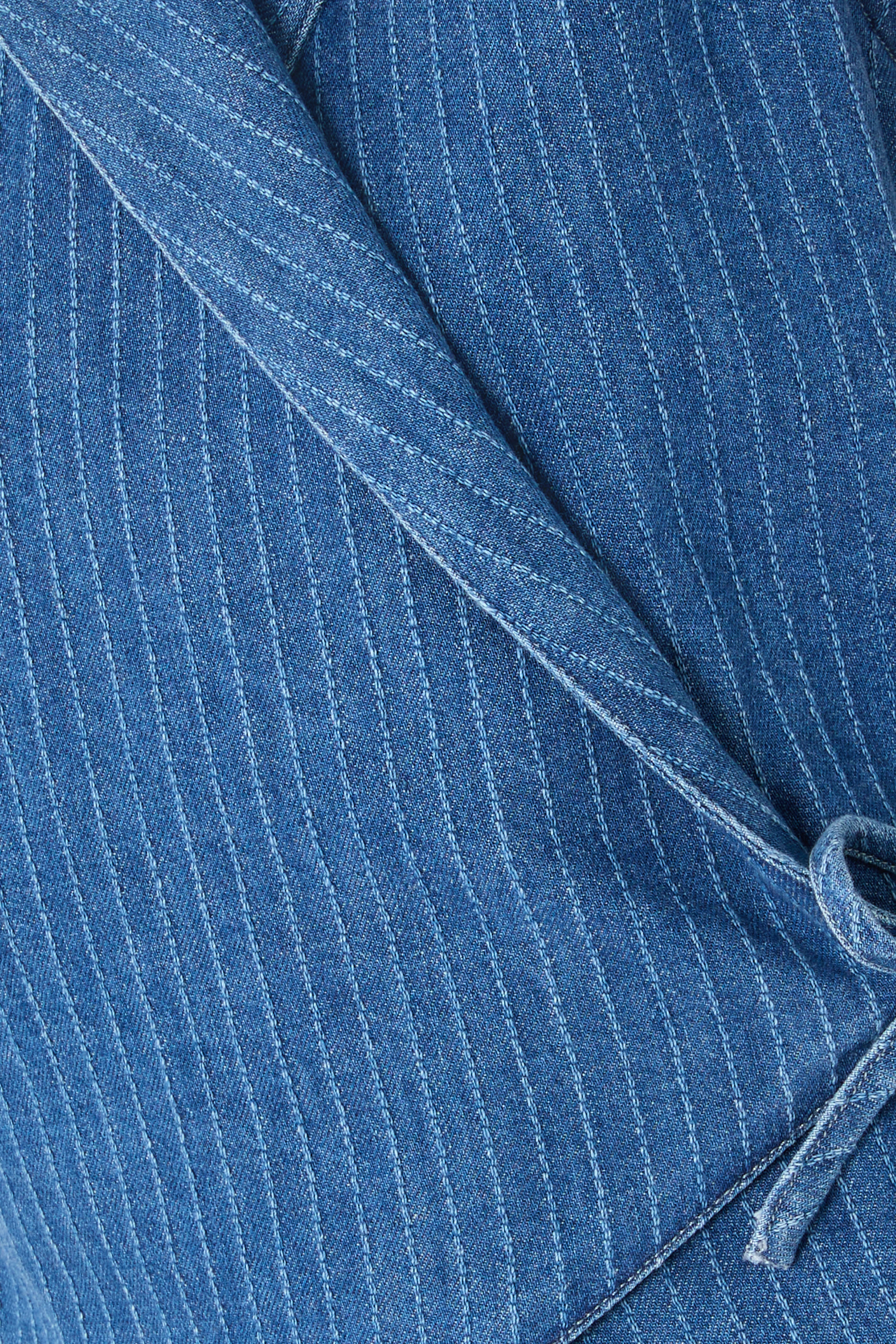 Pinstriped Denim Wrap Waistcoat Top